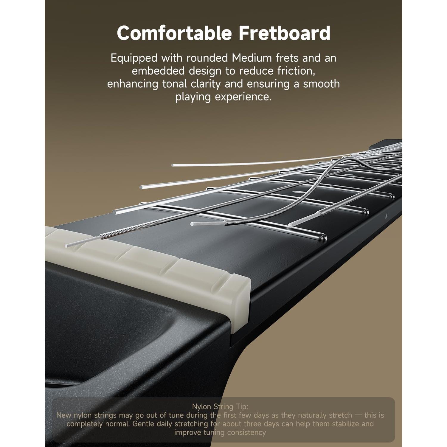 Guitarra Clásica Eléctrica Donner HUSH C Nylon 6 Cuerdas - Negro