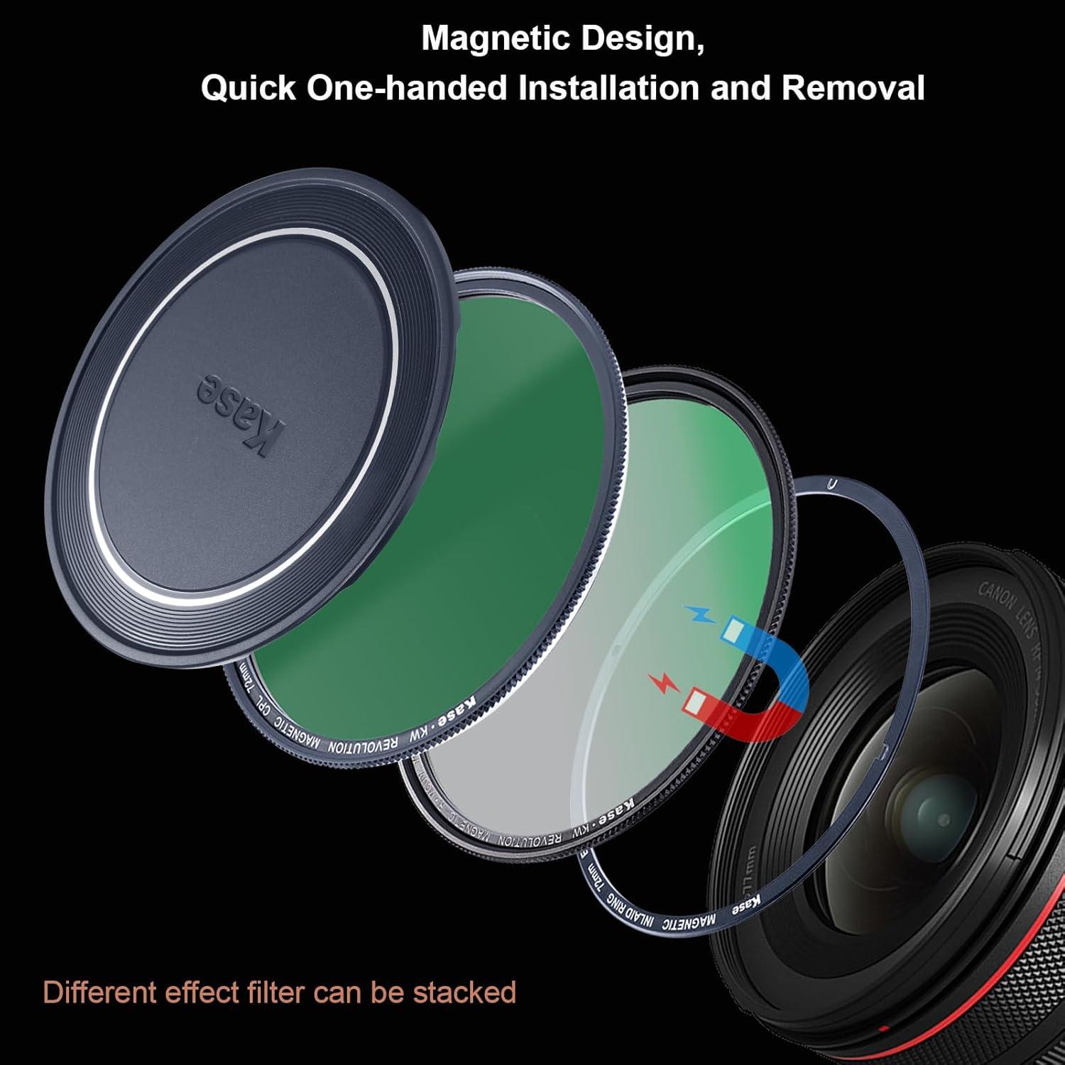 Kit de Filtros Magnéticos Kase Wolverine 82mm CPL UV con Bolsa