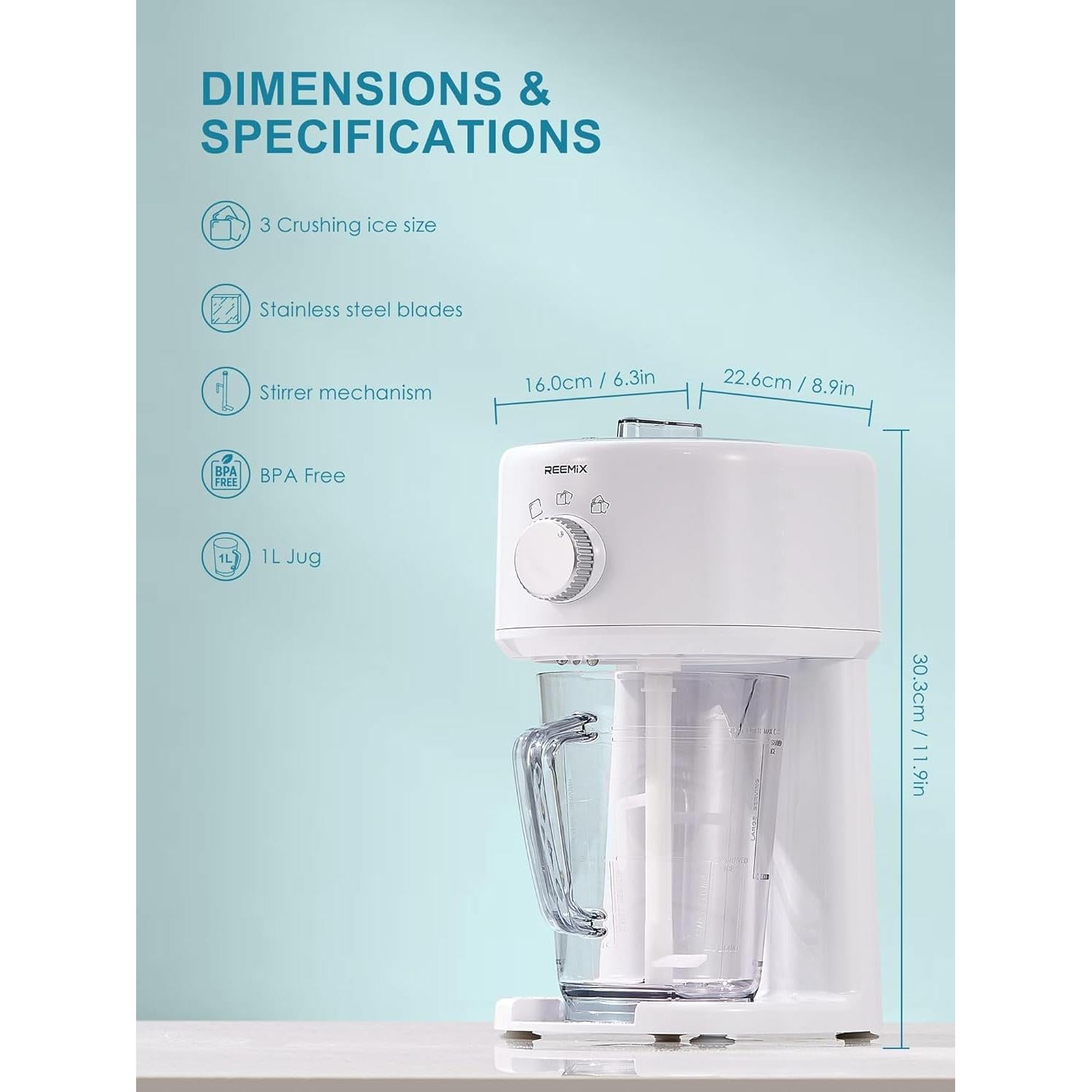 Máquina de Hielo Raspado Eléctrica Reemix 1.56kg Ajustable