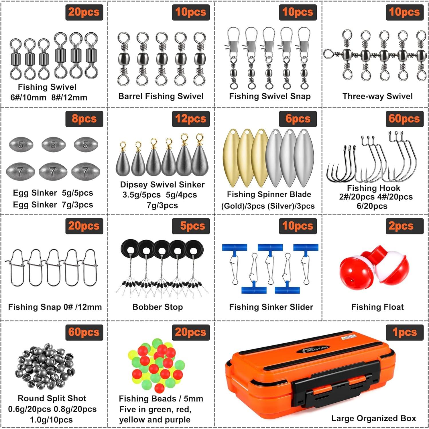 Kit de Accesorios de Pesca PLUSINNO 253pcs con Caja Organizada