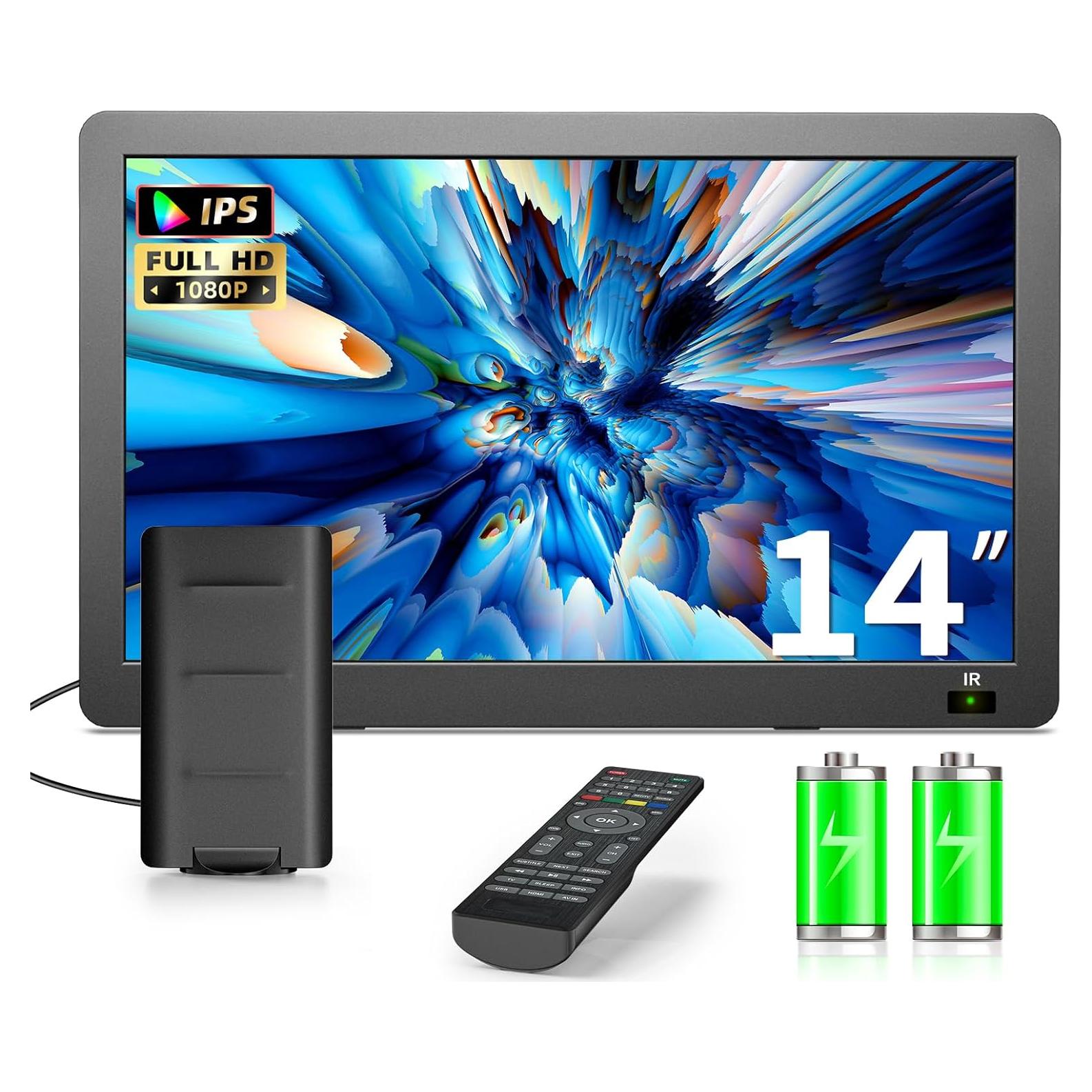 Televisor portátil Erasiny 14" 1080P con sintonizador ATSC