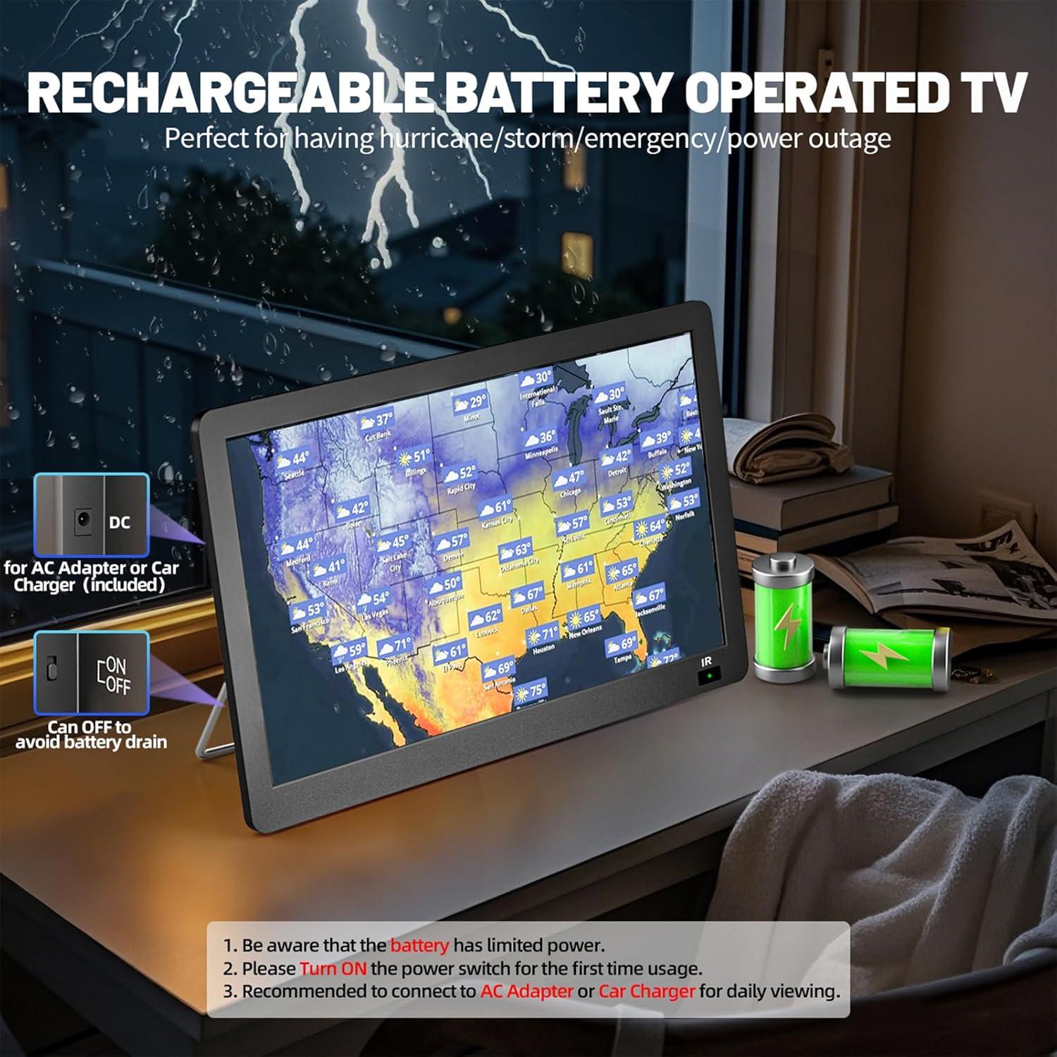 Televisor portátil Erasiny 14" 1080P con sintonizador ATSC