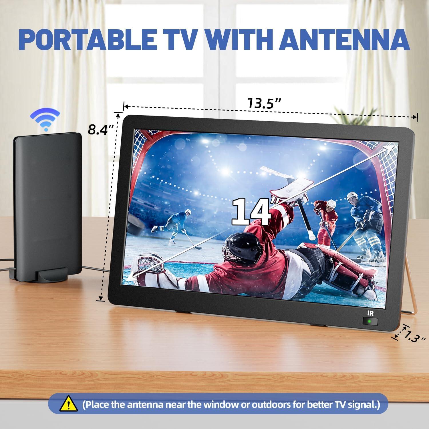 Televisor portátil Erasiny 14" 1080P con sintonizador ATSC