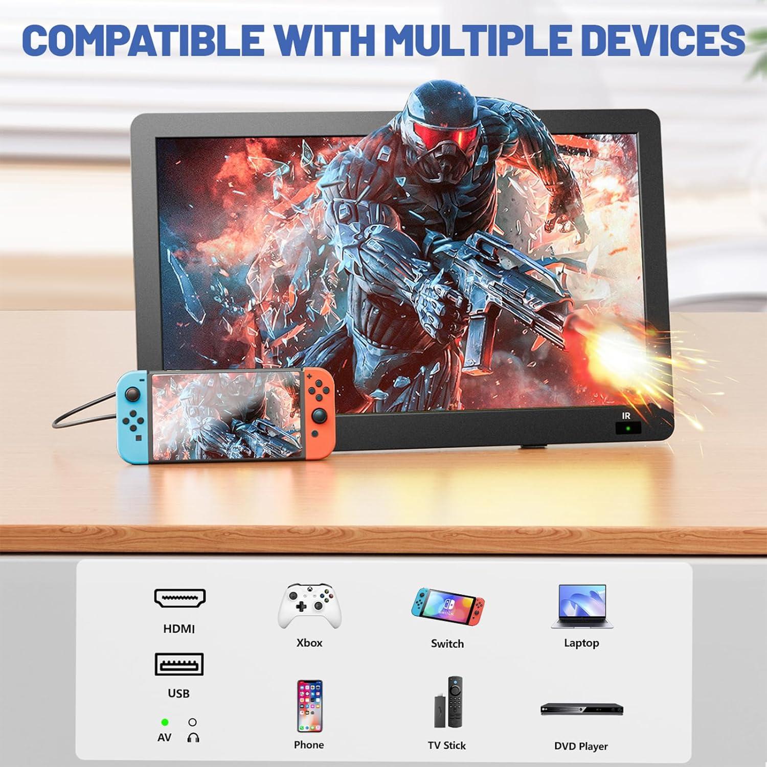 Televisor portátil Erasiny 14" 1080P con sintonizador ATSC