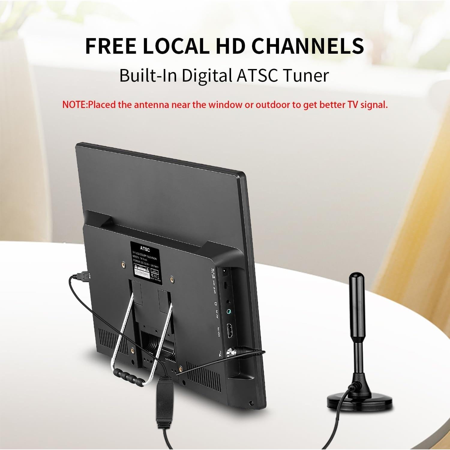 Televisor portátil Othoig 14" (35.56 cm) HDMI USB para camping