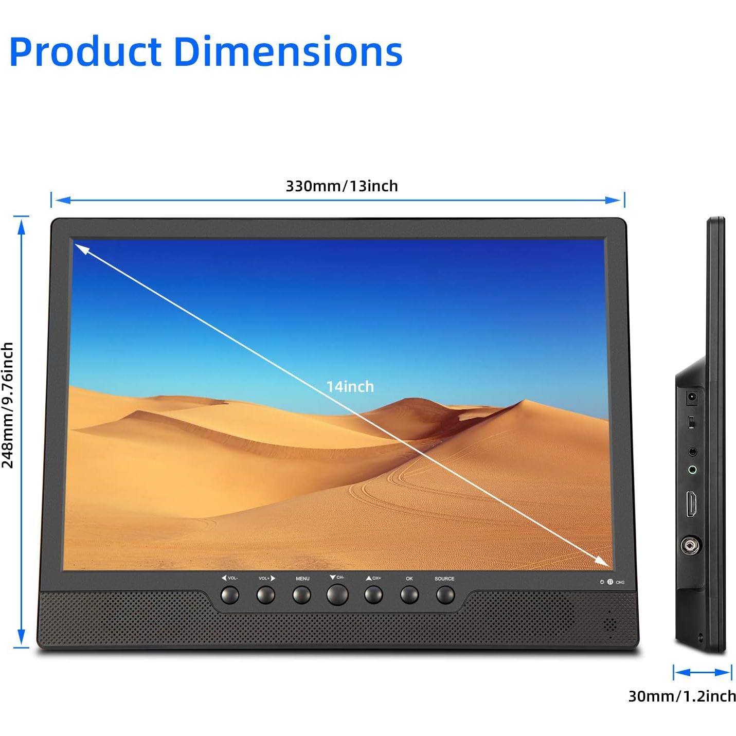 Televisor portátil Othoig 14" (35.56 cm) HDMI USB para camping