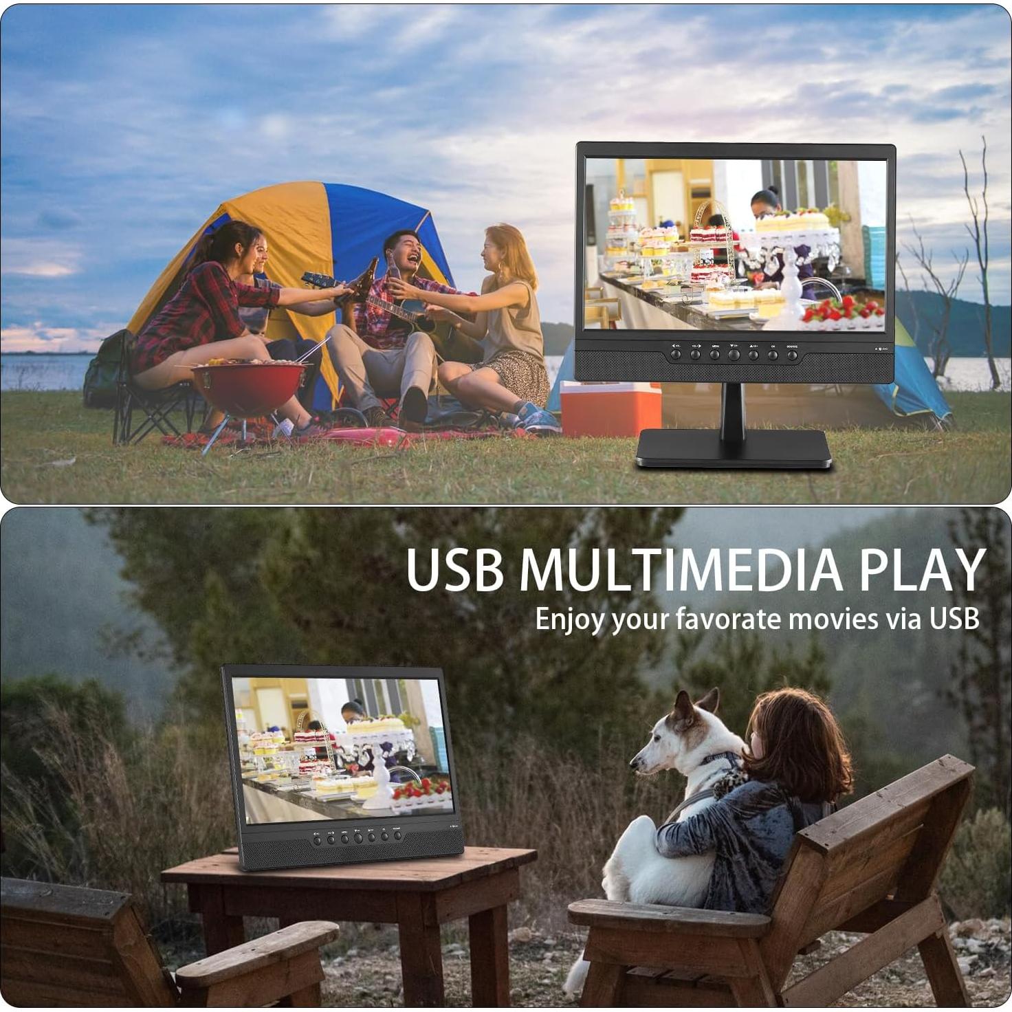 Televisor portátil Othoig 14" (35.56 cm) HDMI USB para camping