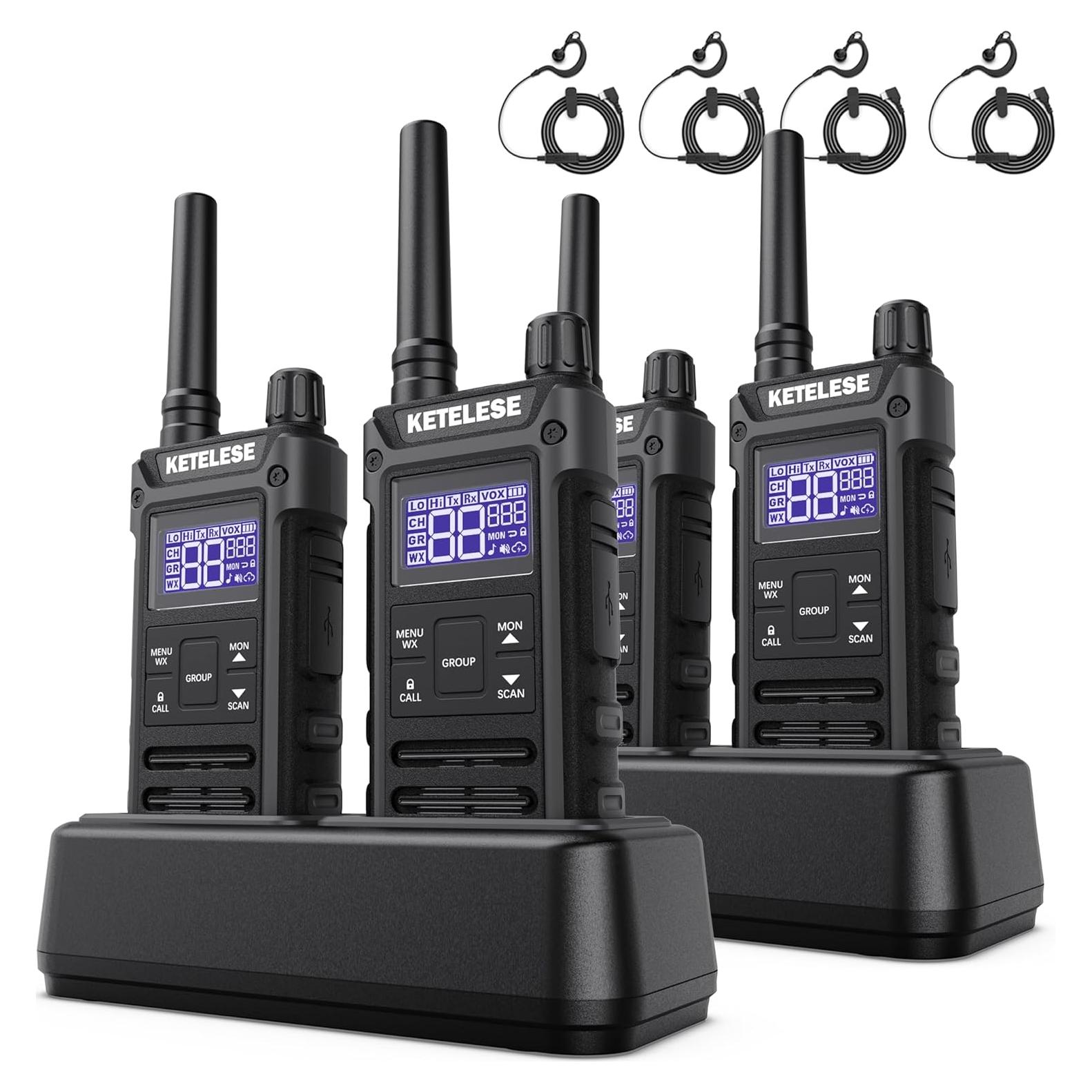 Walkie Talkies KETELESE T3G IP67 Recargables 4 Pack