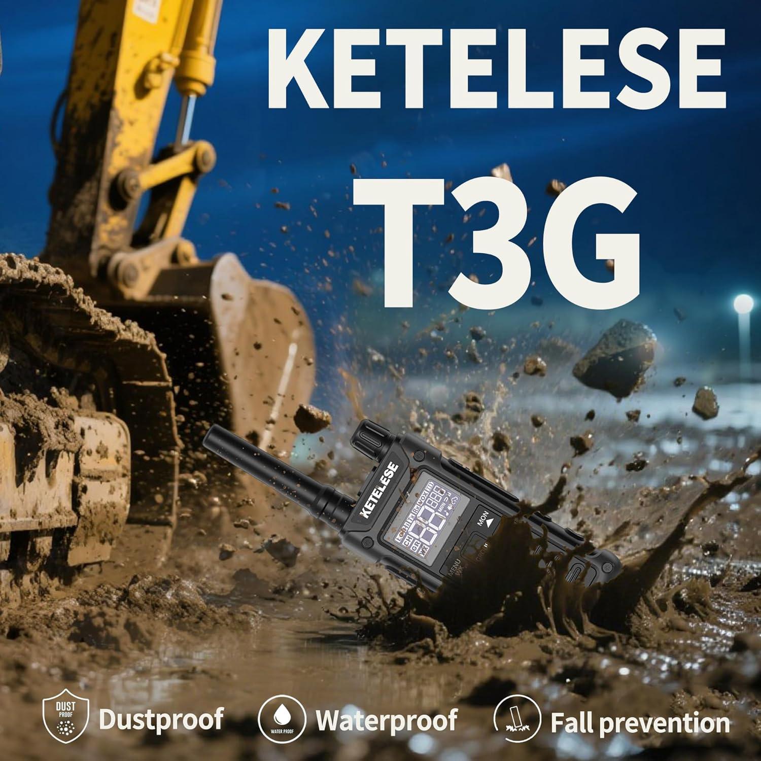 Walkie Talkies KETELESE T3G IP67 Recargables 4 Pack