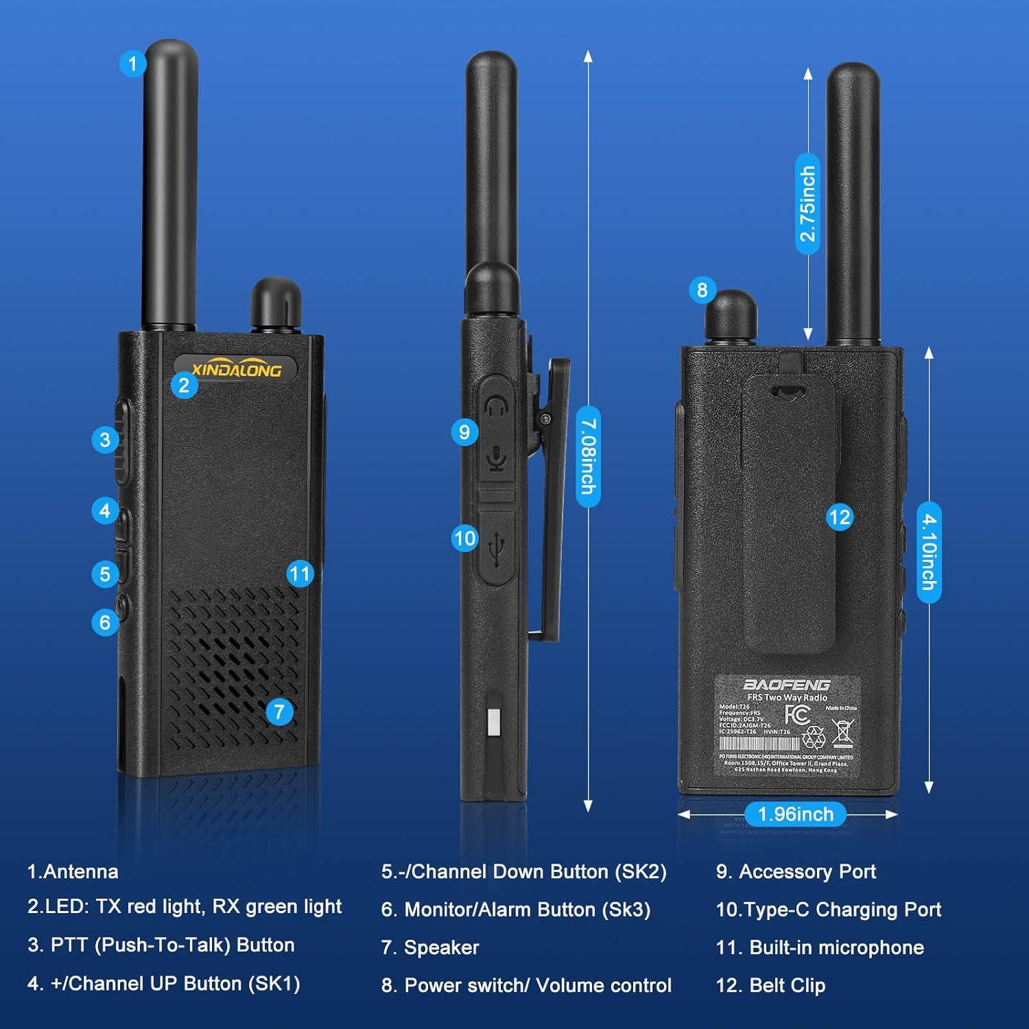 Walkie Talkies Xindalong T26 2-Pack Ultra-Finos 16 Canales