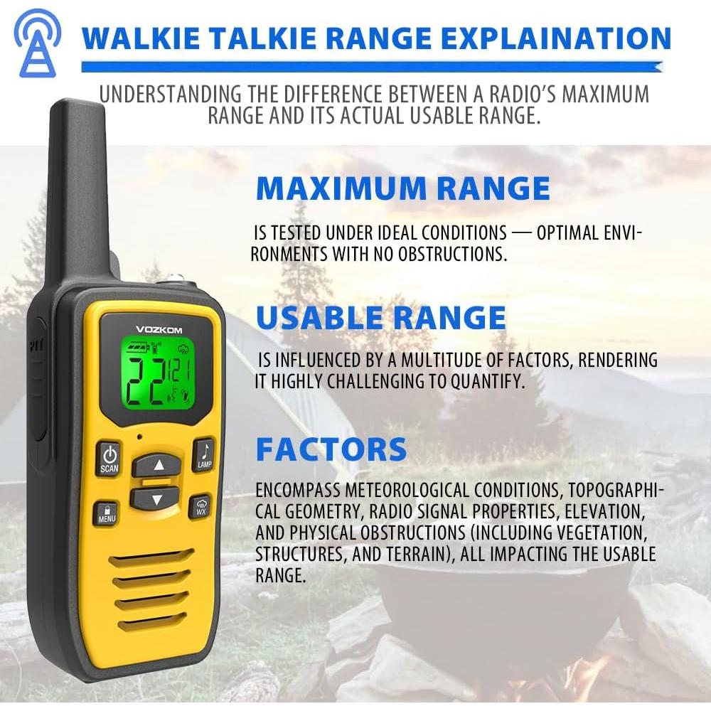 Walkie Talkies VOZKOM de Largo Alcance 24 km, 50 Canales