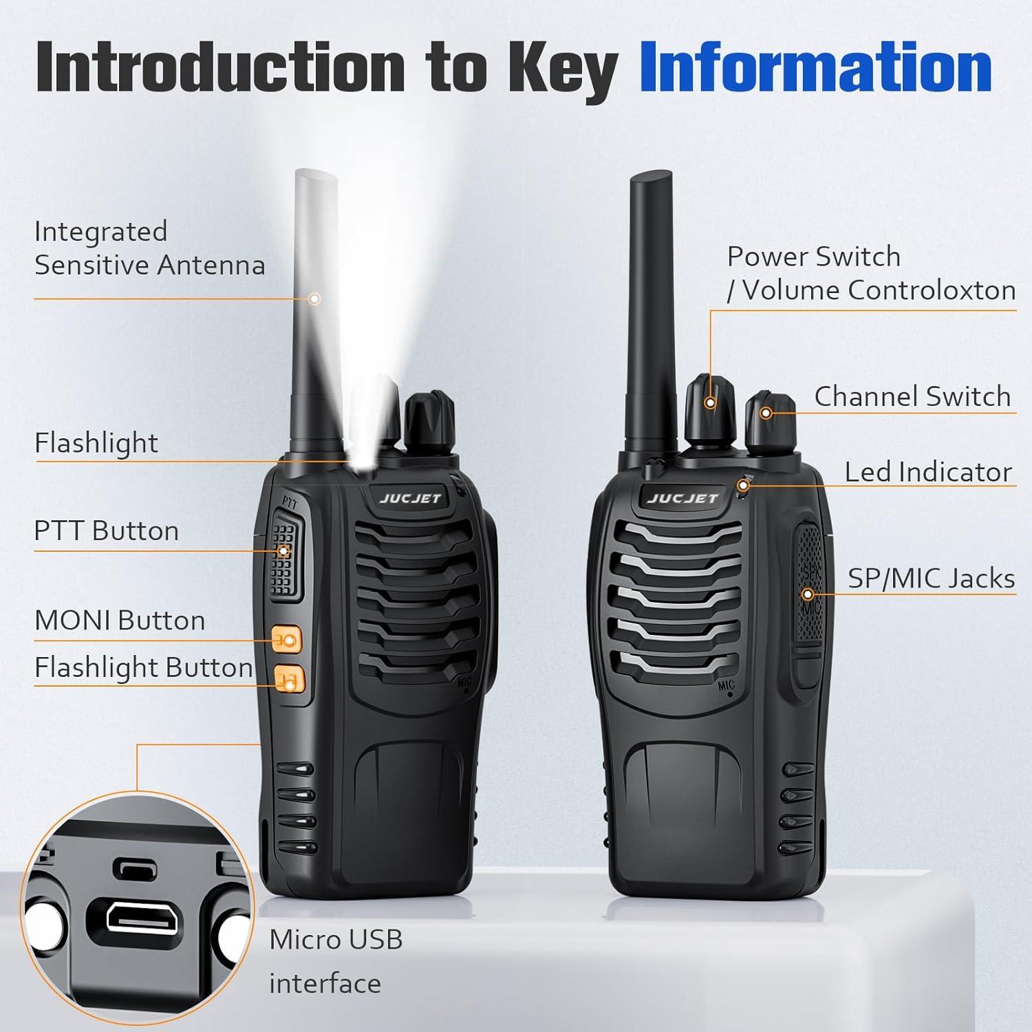 Walkie Talkies JUCJET H888S 4 Pack UHF 2W 8.05 km