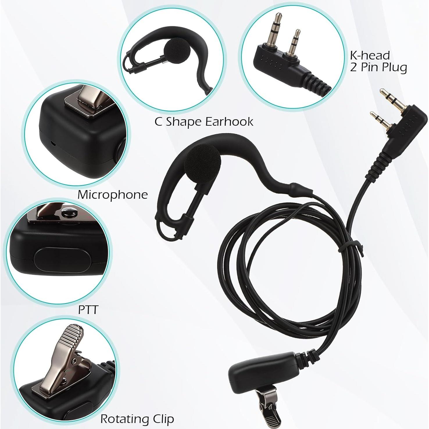 20 Auriculares Walkie Talkie con Micrófono PTT 2 Pines Saysurey