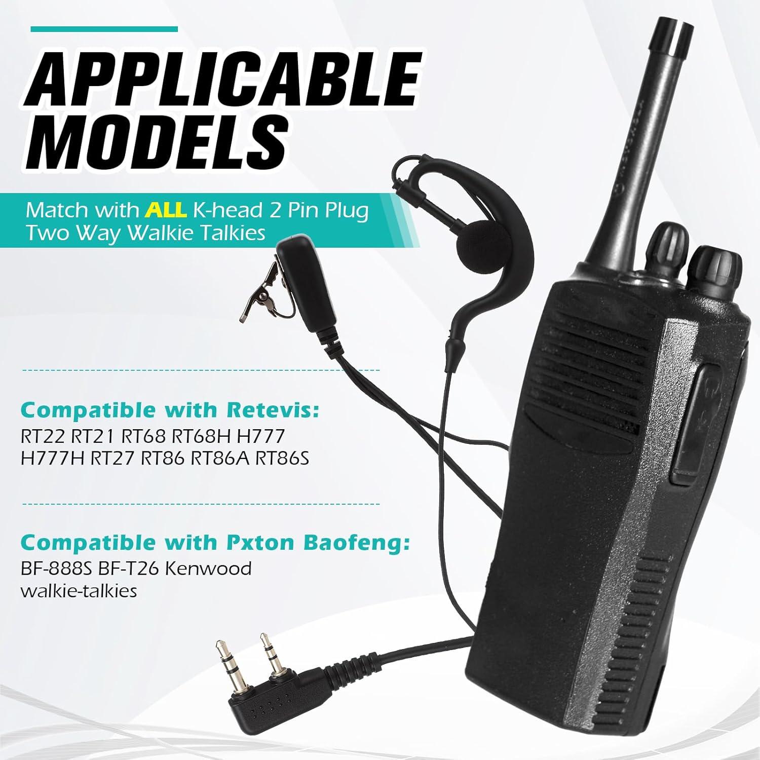 20 Auriculares Walkie Talkie con Micrófono PTT 2 Pines Saysurey