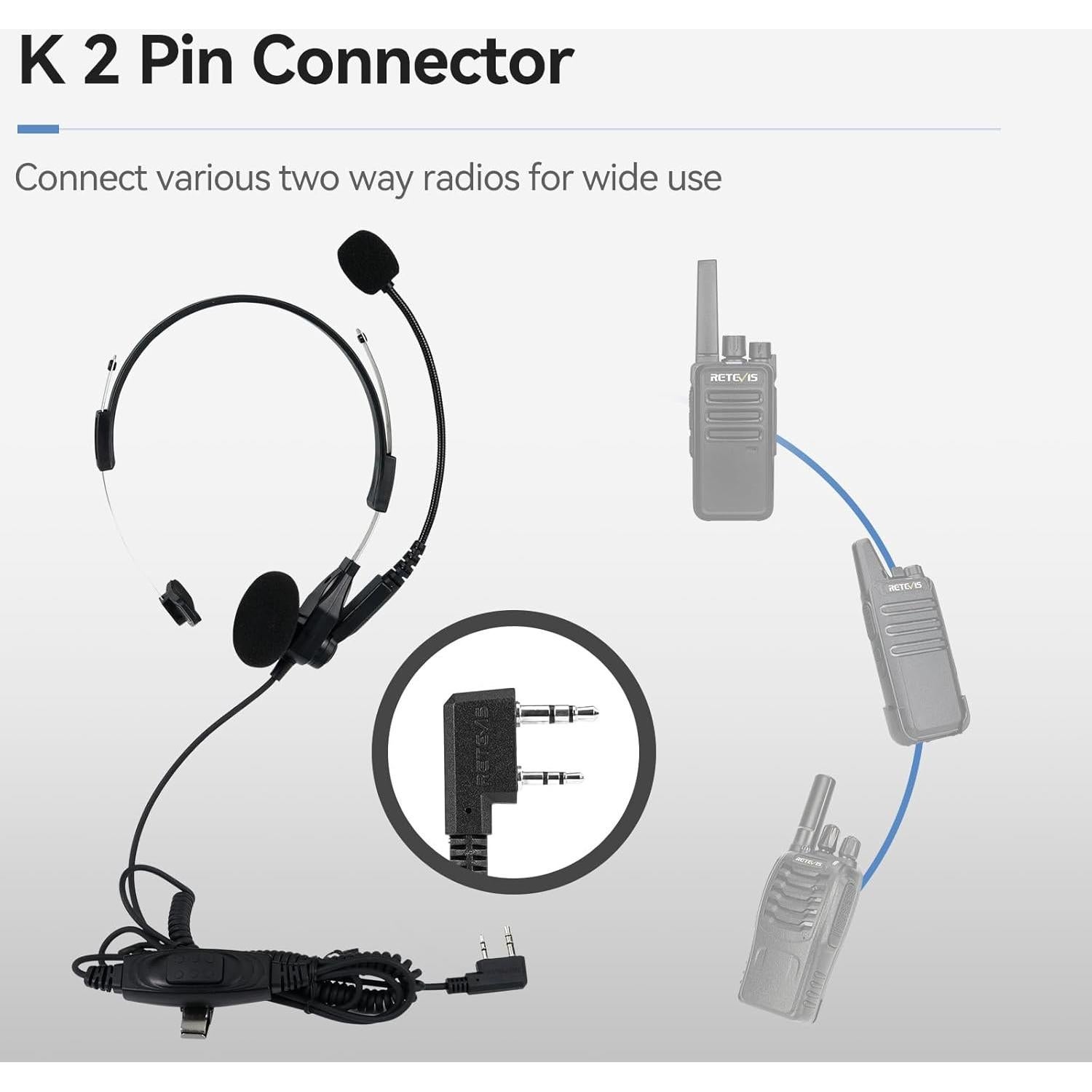 Auricular de Dos Vías Retevis EHK013 con Micrófono y Kevlar