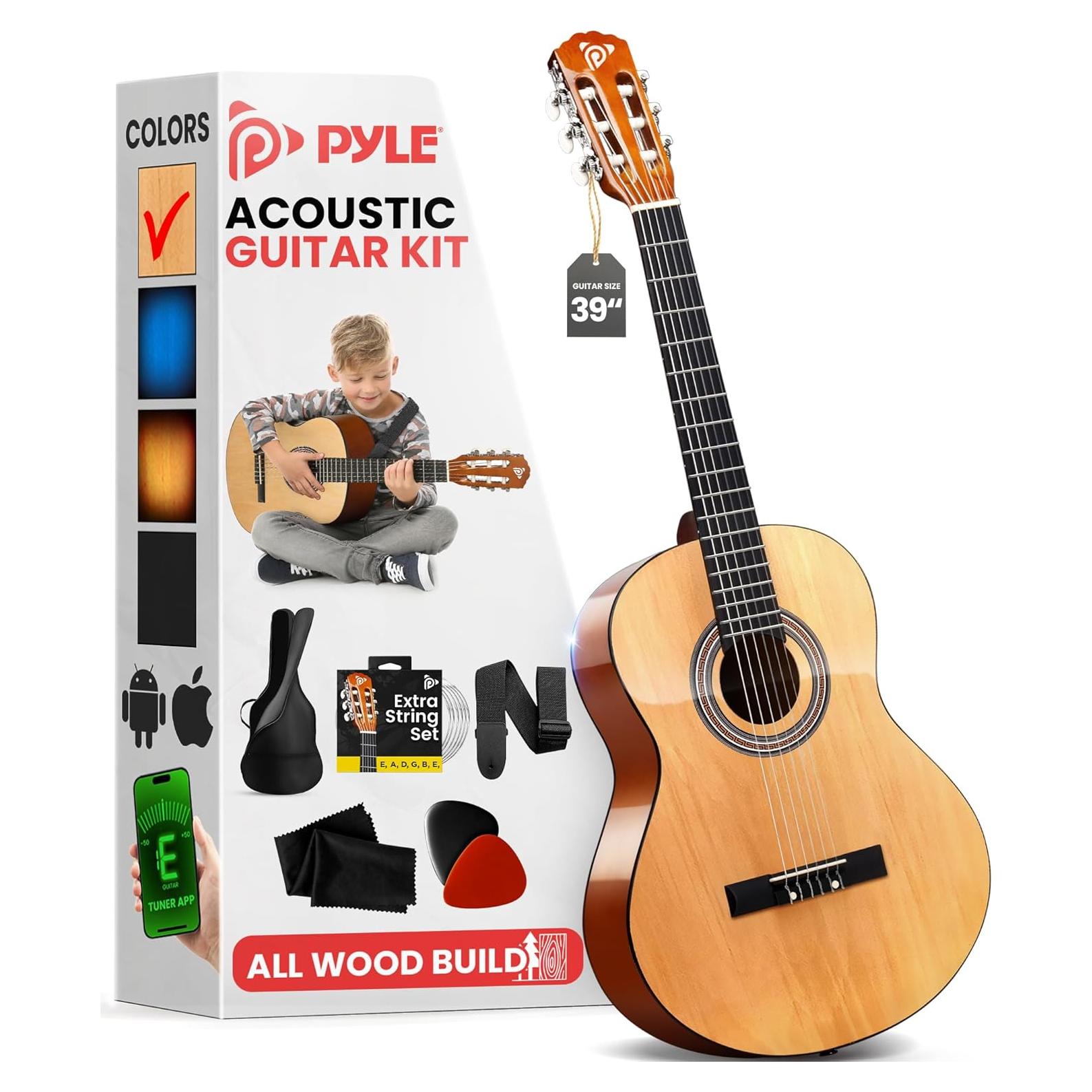 Kit de Guitarra Acústica Pyle 39" para Principiantes Madera