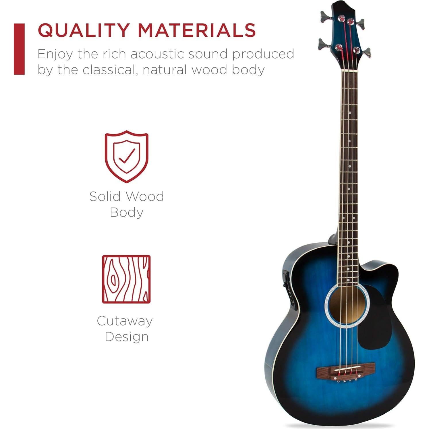 Bajo Eléctrico Acústico 4 Cuerdas SKY425 Azul con Funda