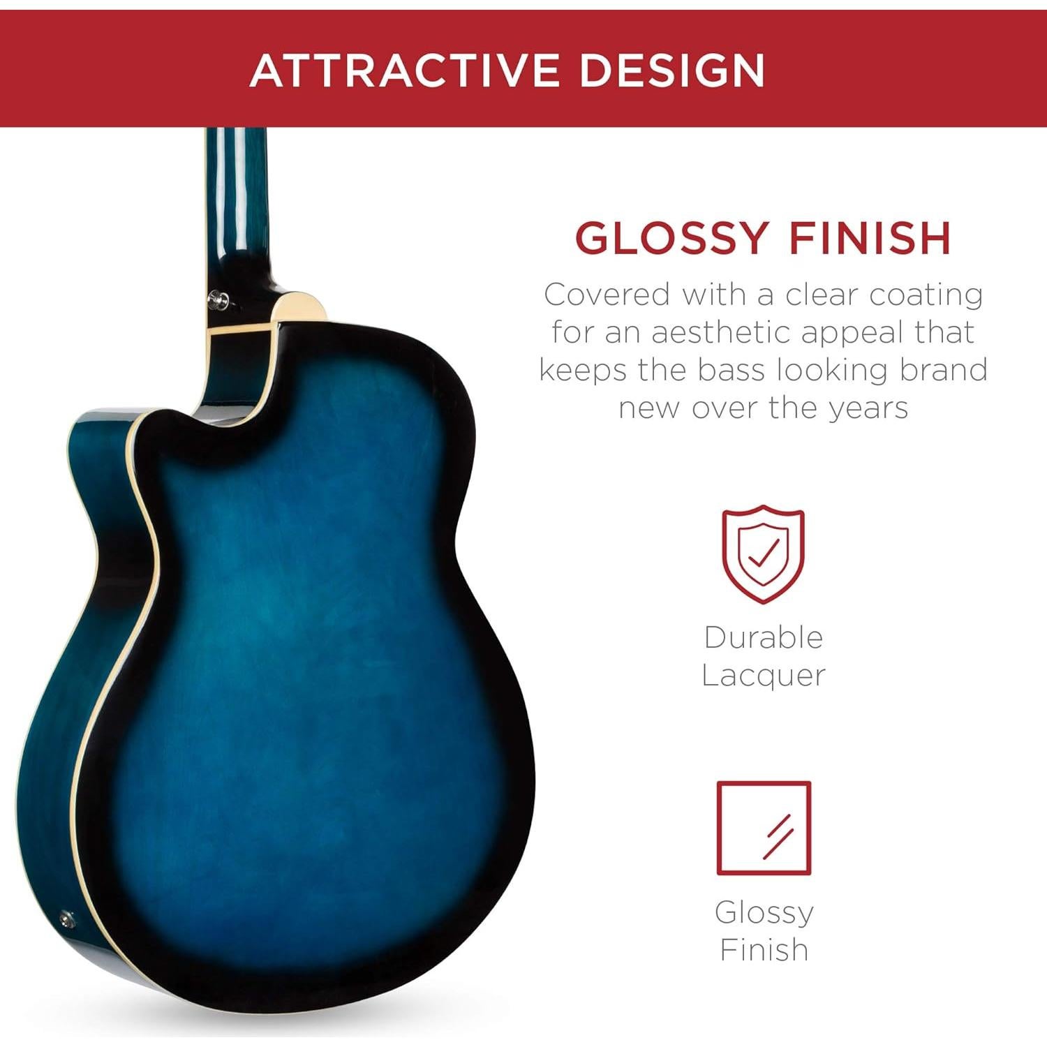 Bajo Eléctrico Acústico 4 Cuerdas SKY425 Azul con Funda