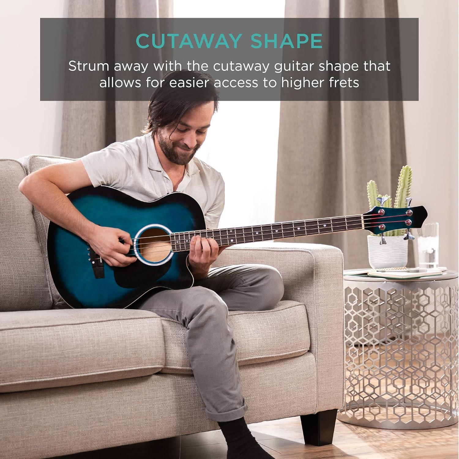 Bajo Eléctrico Acústico 4 Cuerdas SKY425 Azul con Funda