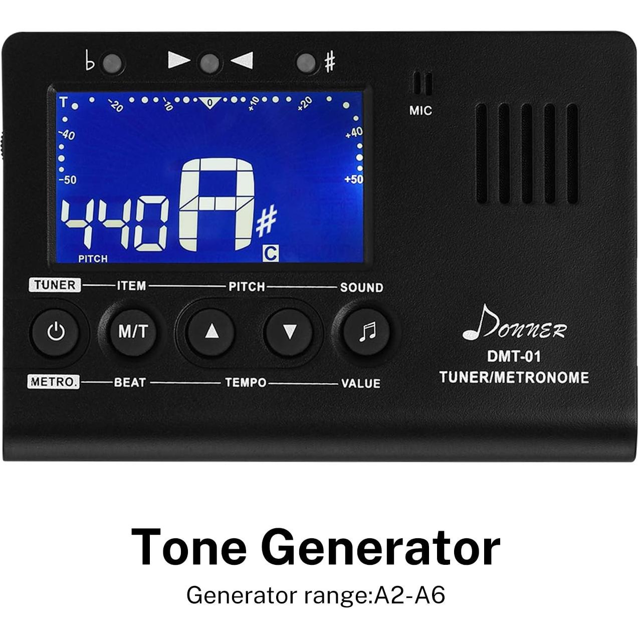 Afinador Metrónomo Digital Donner DMT-01 para Guitarra y Viento