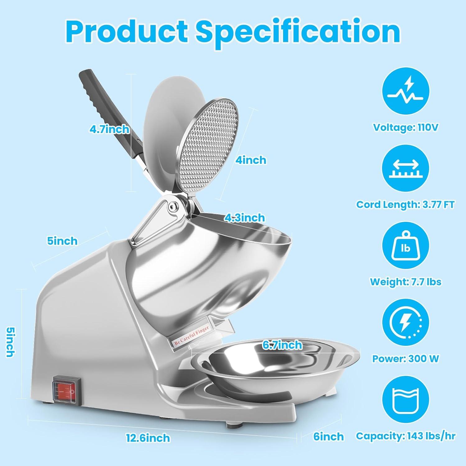 Trituradora de Hielo Eléctrica Shcazhcx 65 kg/h Doble Cuchilla