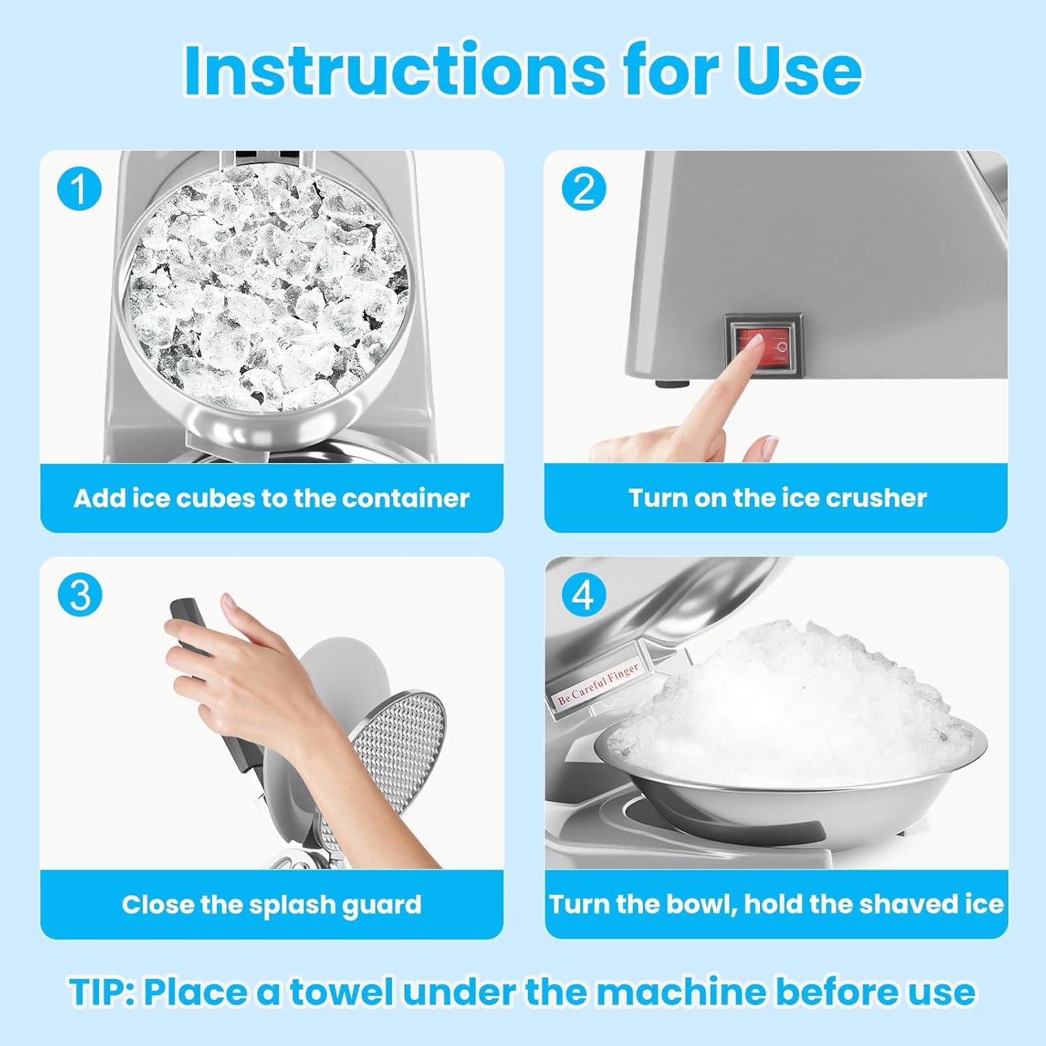 Trituradora de Hielo Eléctrica Shcazhcx 65 kg/h Doble Cuchilla