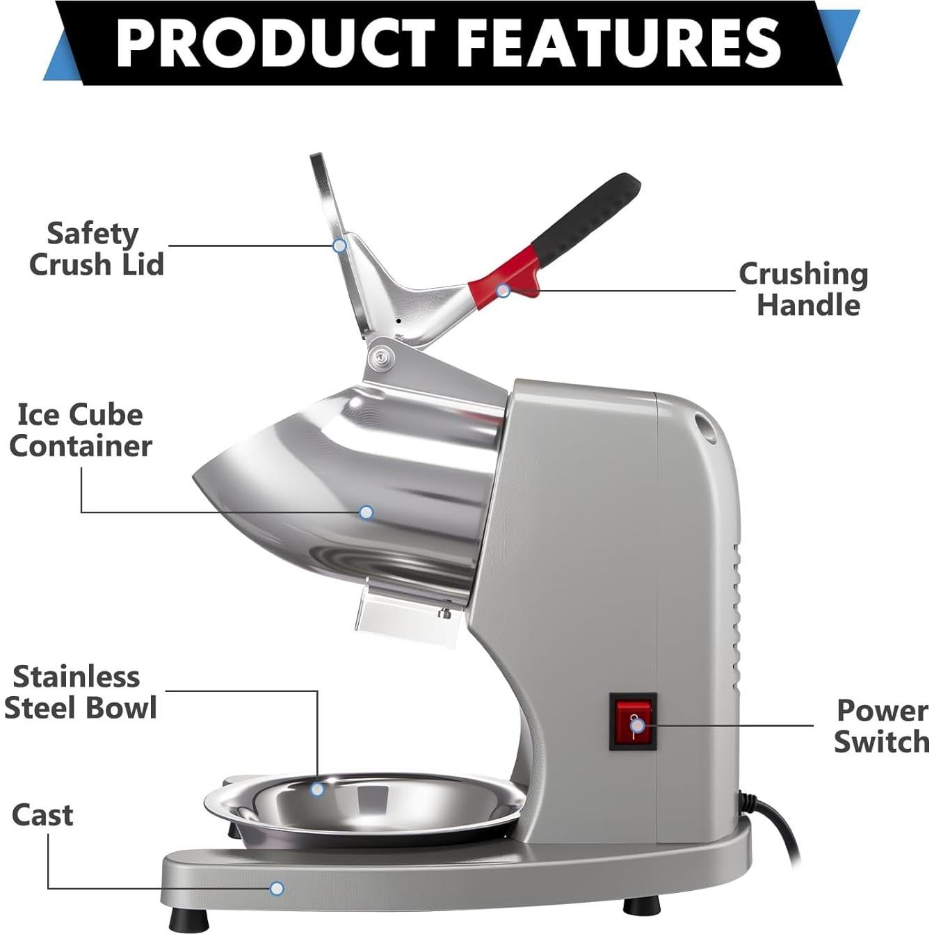 Máquina de Hielo Raspado YODHOSA 300W 130 kg/h Acero Inoxidable