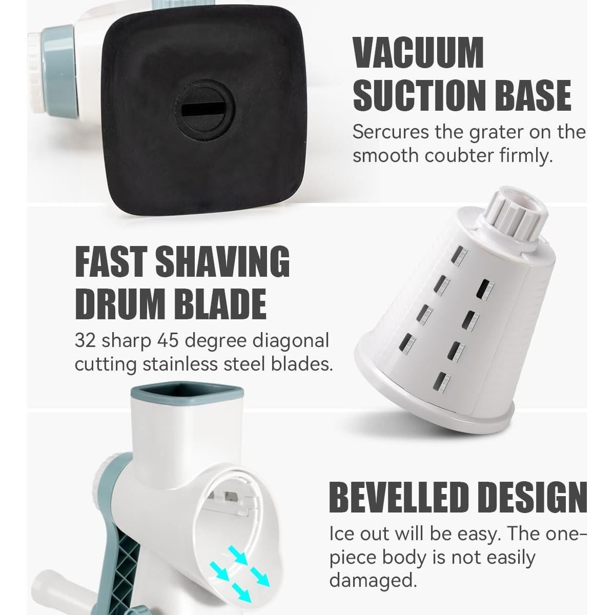 Máquina de Hielo Raspado Manual 335B Blanca con Cuchillas de Acero