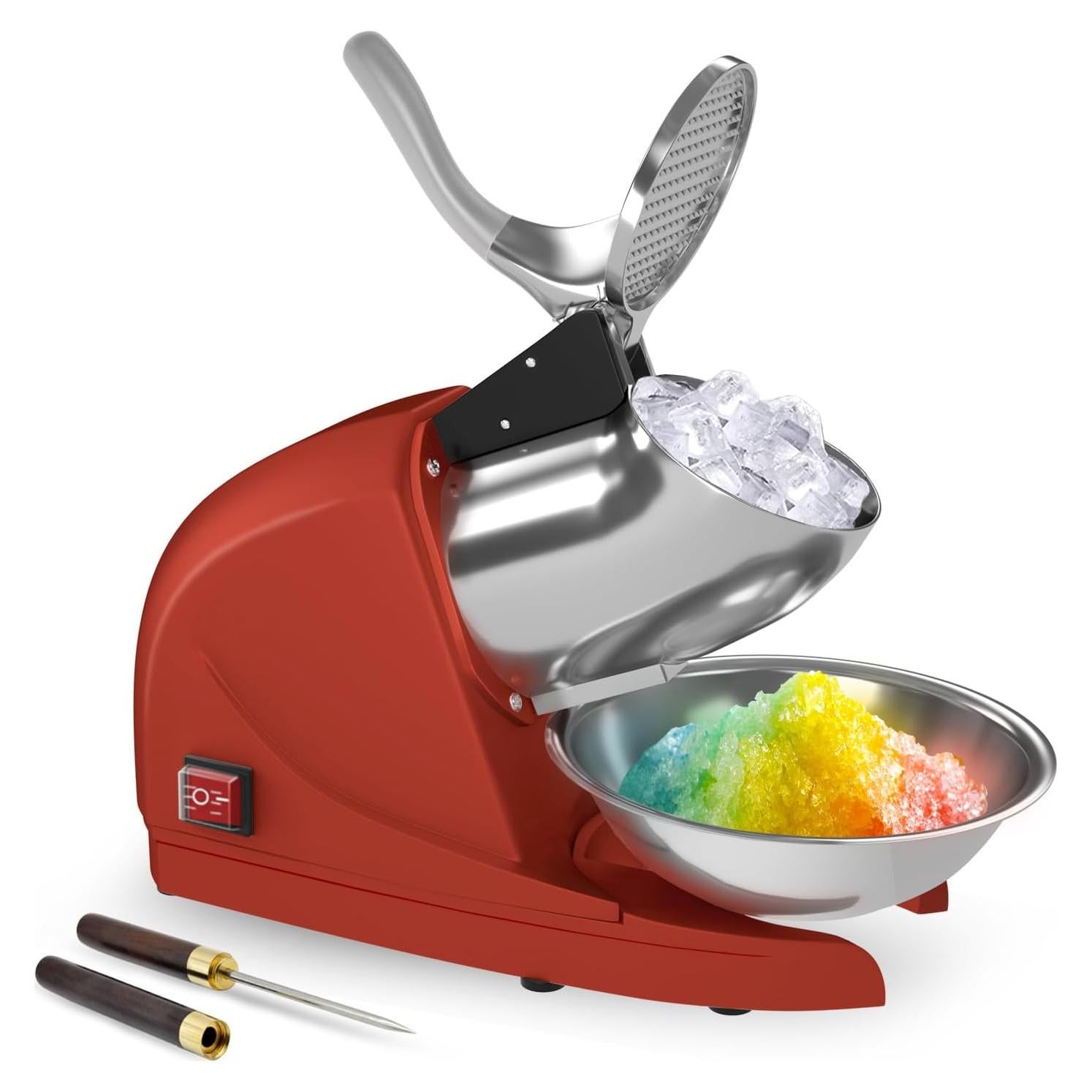 Máquina de Hielo Raspado OKF 380W 130kg/h Acero Inoxidable Rojo