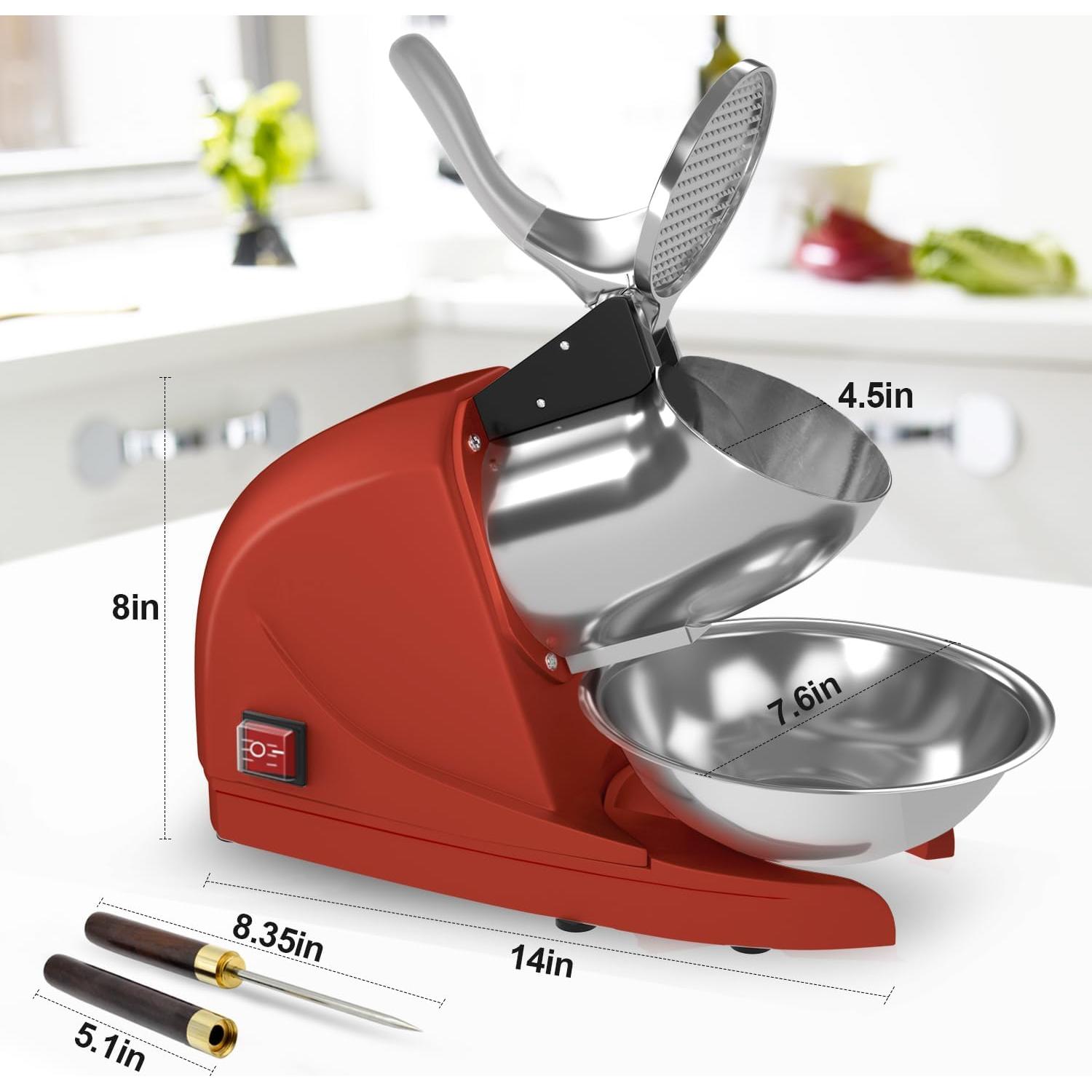 Máquina de Hielo Raspado OKF 380W 130kg/h Acero Inoxidable Rojo