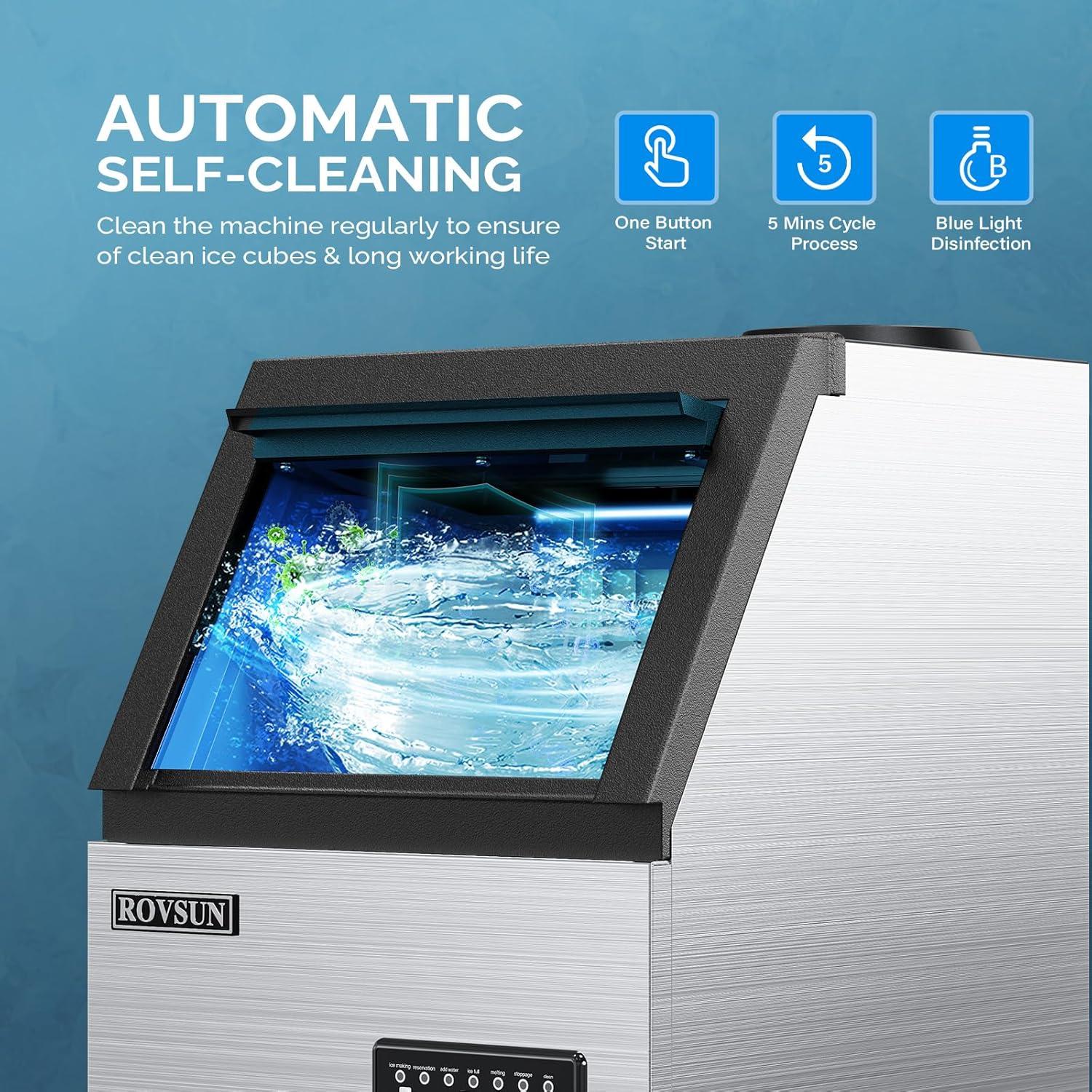 Máquina de Hielo Comercial ROVSUN 110LBS/24H 24lbs 10.9kg