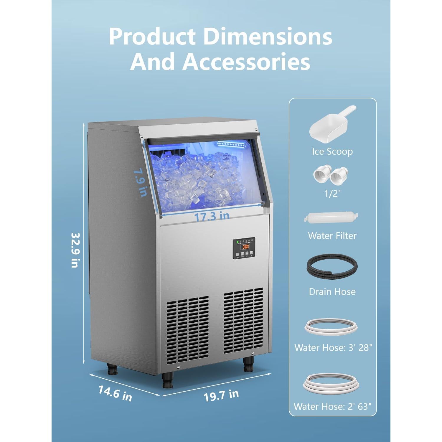 Máquina de Hielo Coolski IM-150 68KG/24H Acero Inoxidable