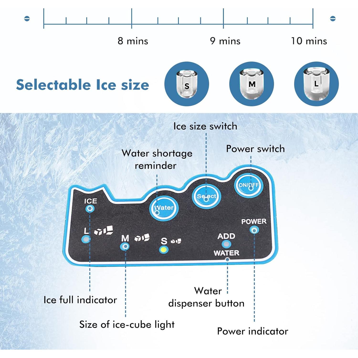 Fabricador de Hielo 2 en 1 COSTWAY con Dispensador de Agua 21.77 kg/día