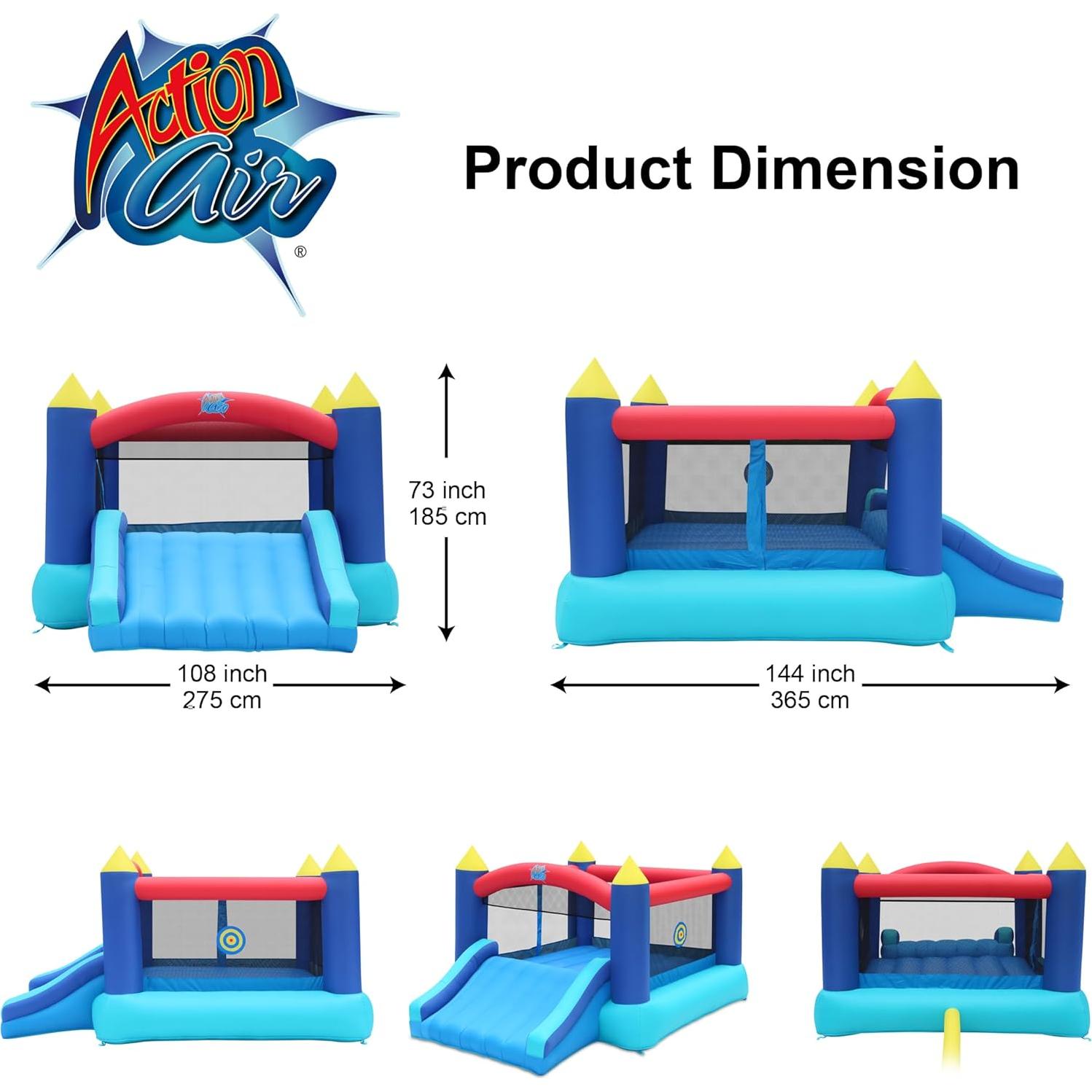 Castillo Inflable Action Air 12x9m con Soplador y Resbaladilla