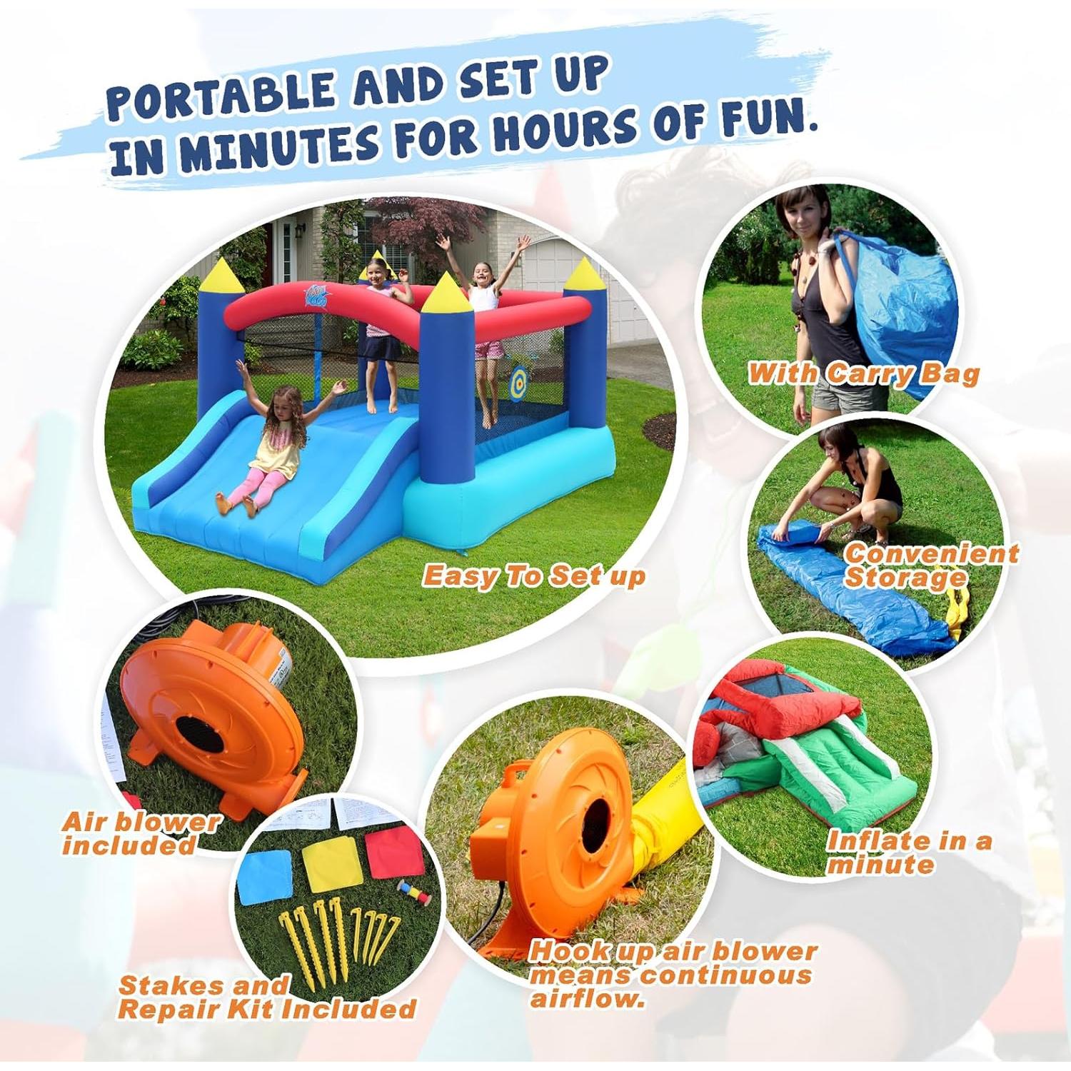 Castillo Inflable Action Air 12x9m con Soplador y Resbaladilla