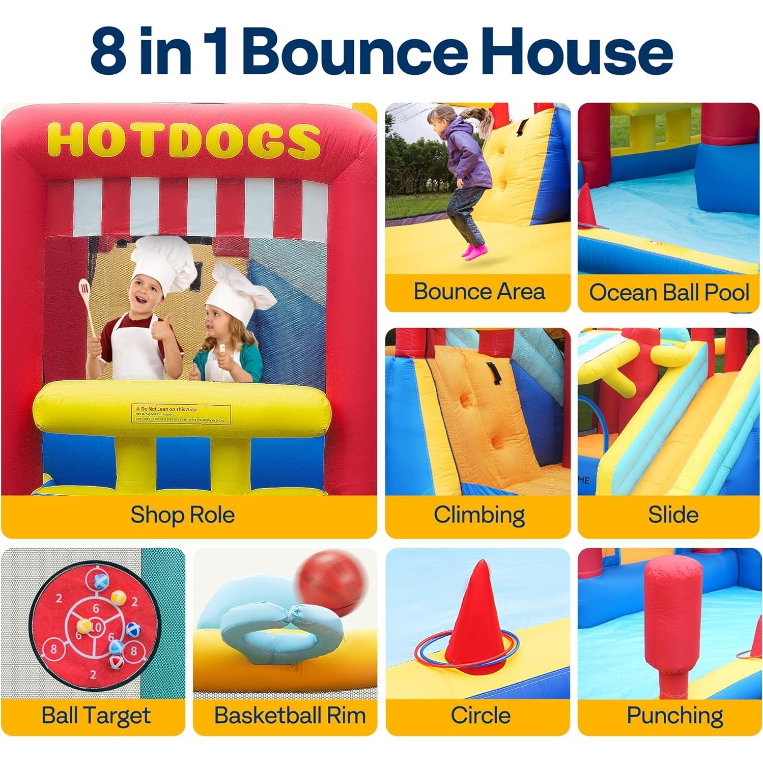 Castillo Inflable VIVOHOME 9 en 1 con Resbaladilla y Piscina