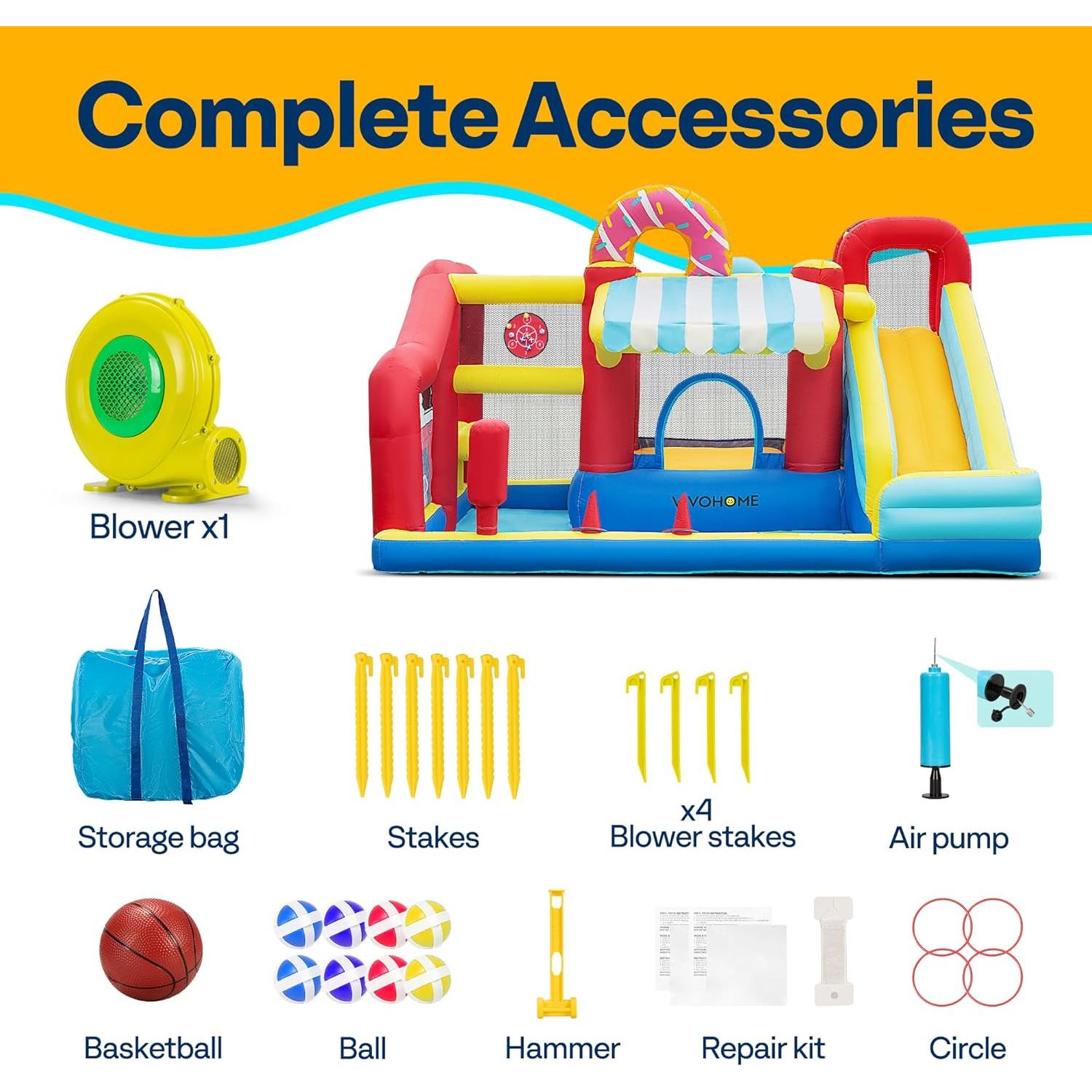 Castillo Inflable VIVOHOME 9 en 1 con Resbaladilla y Piscina