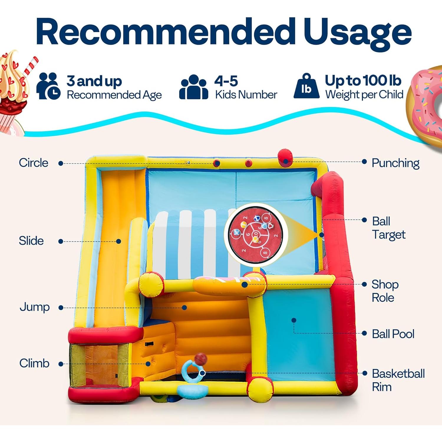 Castillo Inflable VIVOHOME 9 en 1 con Resbaladilla y Piscina