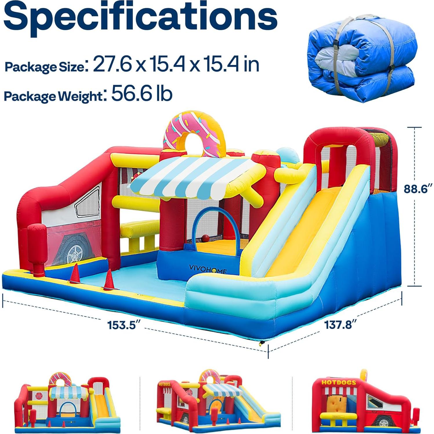 Castillo Inflable VIVOHOME 9 en 1 con Resbaladilla y Piscina