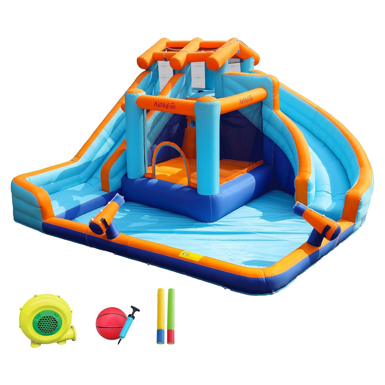 Castillo Inflable AirMyFun Doble Tobogán con Piscina 434x414 cm