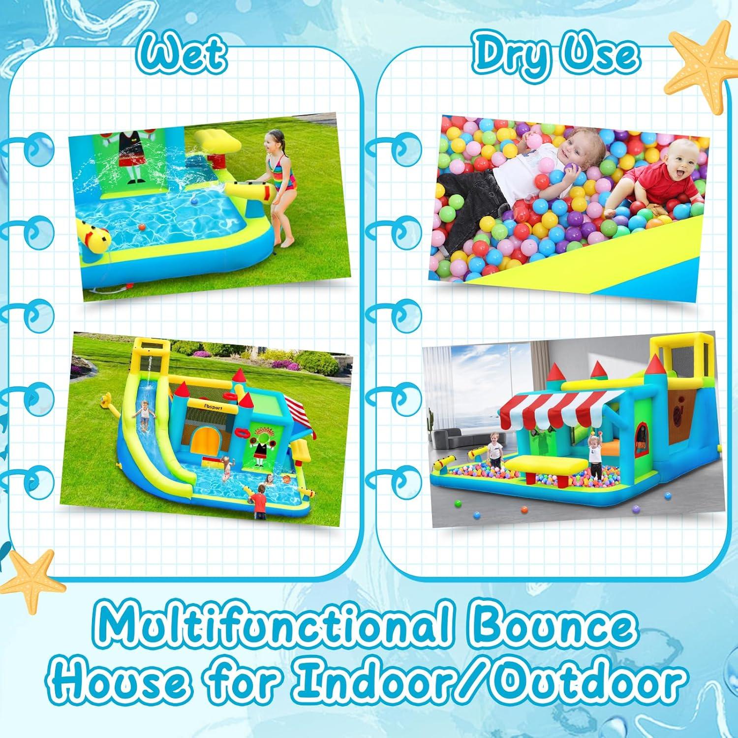 Casa Inflable de Rebote FBSPORT con Tobogán de Agua 427x387cm