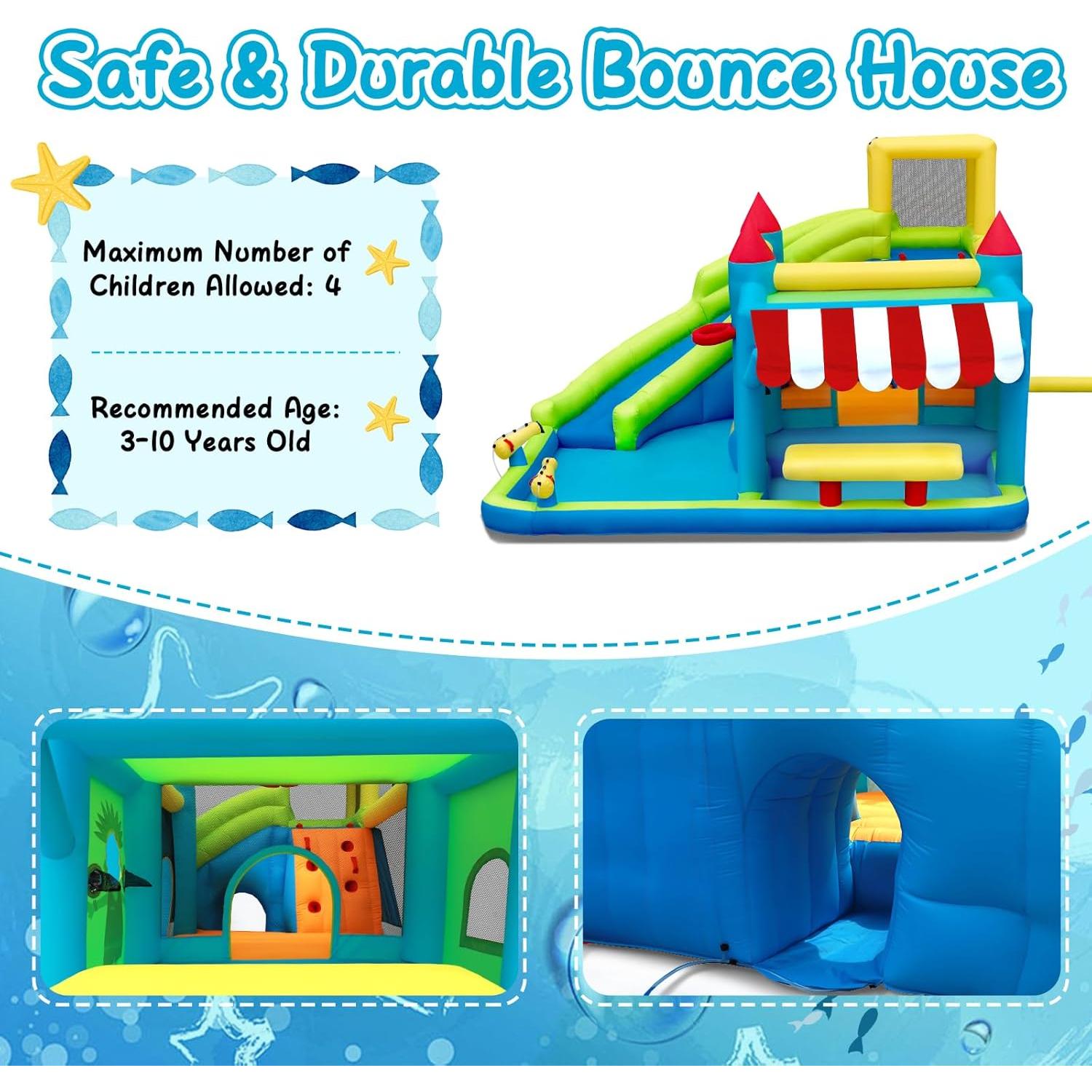 Casa Inflable de Rebote FBSPORT con Tobogán de Agua 427x387cm