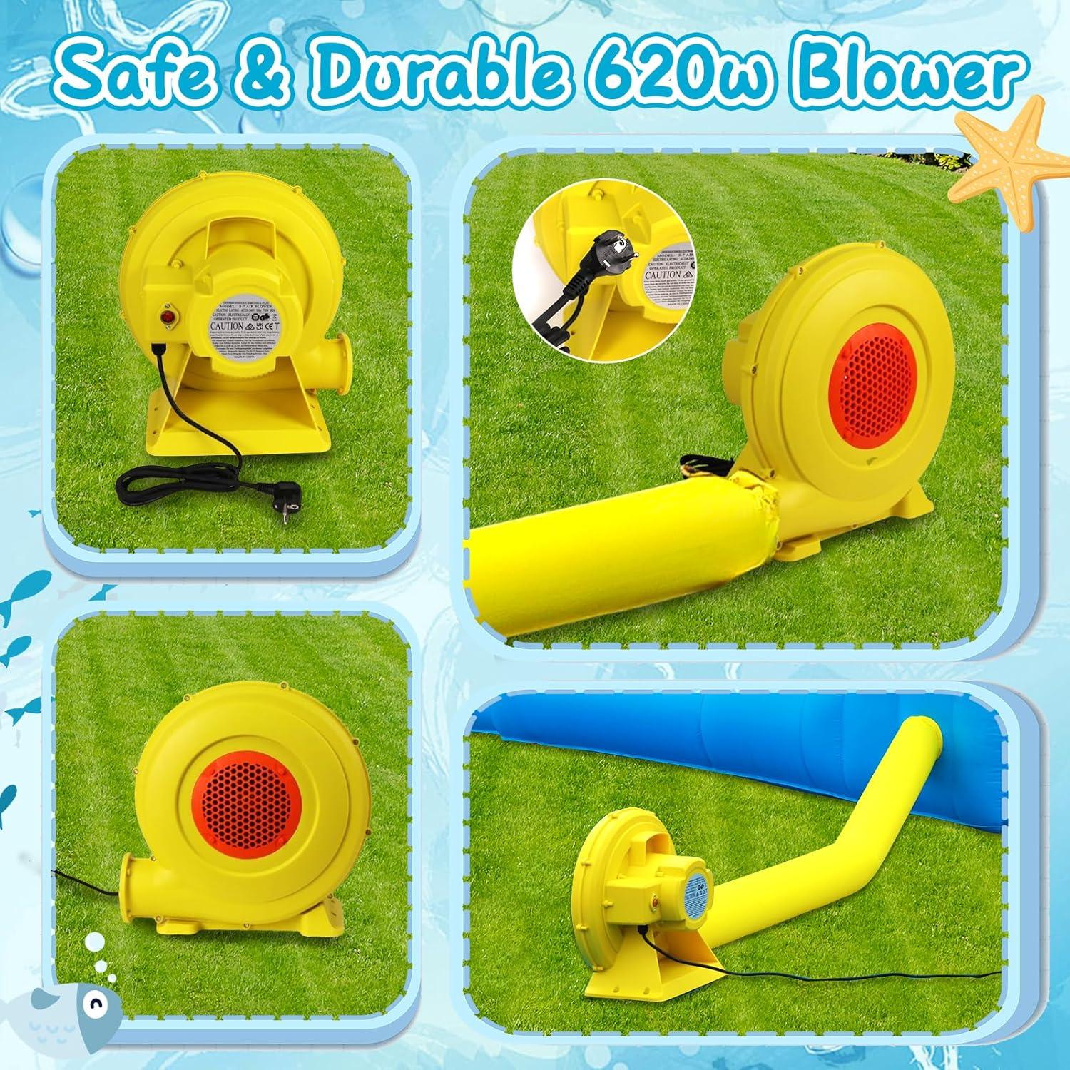 Casa Inflable de Rebote FBSPORT con Tobogán de Agua 427x387cm