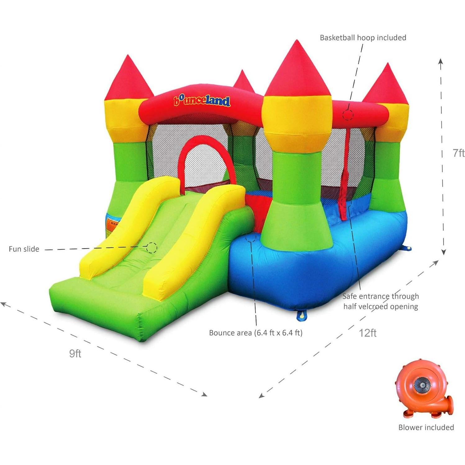 Castillo Inflable Bounceland con Aro de Baloncesto y Ventilador