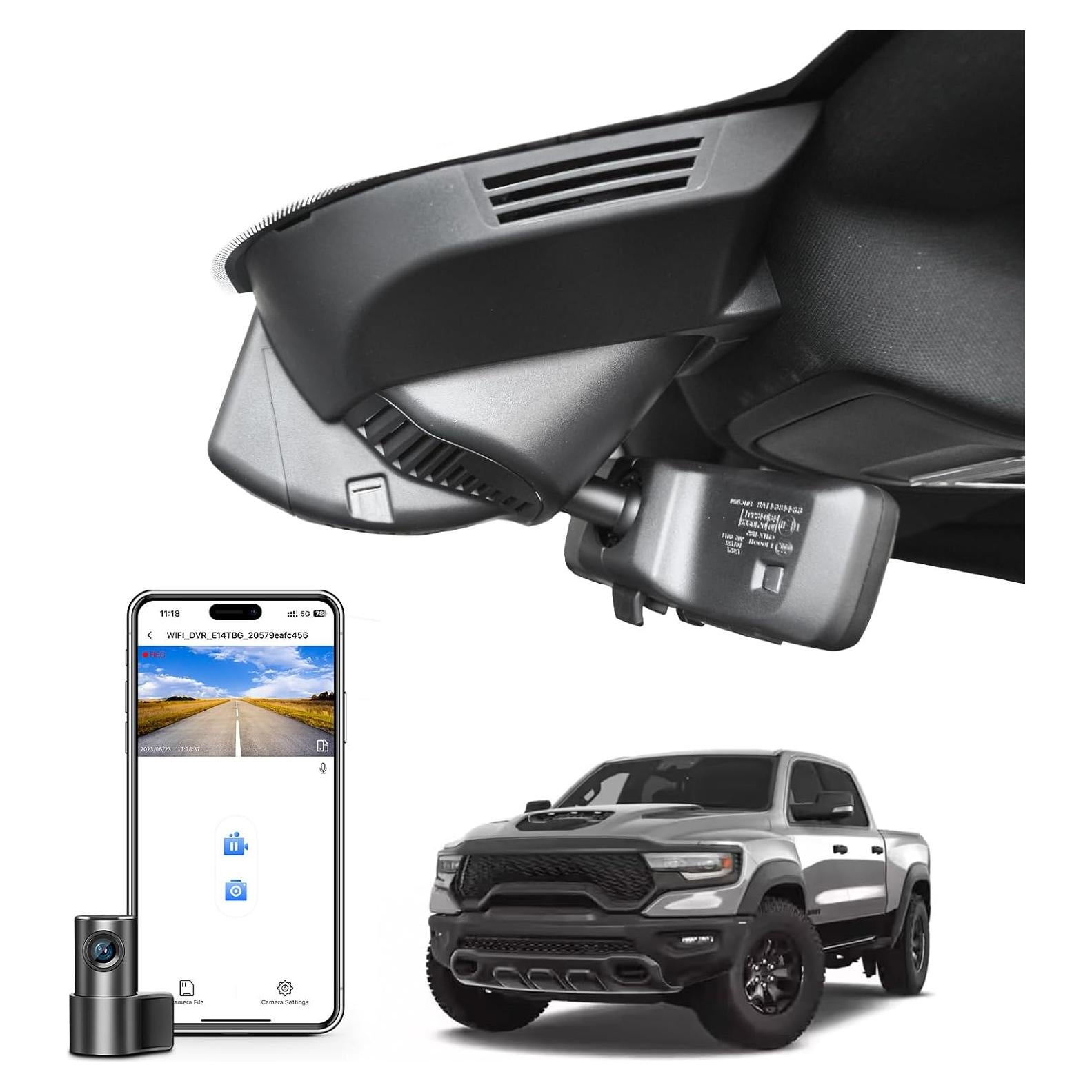 Cámara Dash 4K Delantera y 1080P Trasera Mangoal para RAM 1500 2019-2024