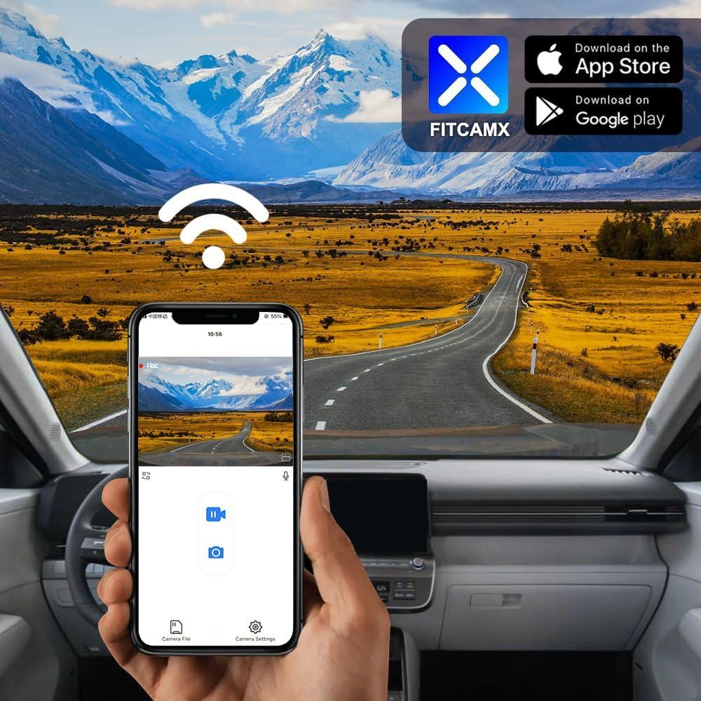 Cámara de Salpicadero Fitcamx 4K Frontal + 1080P Trasera para Hyundai Kona 2023-2025