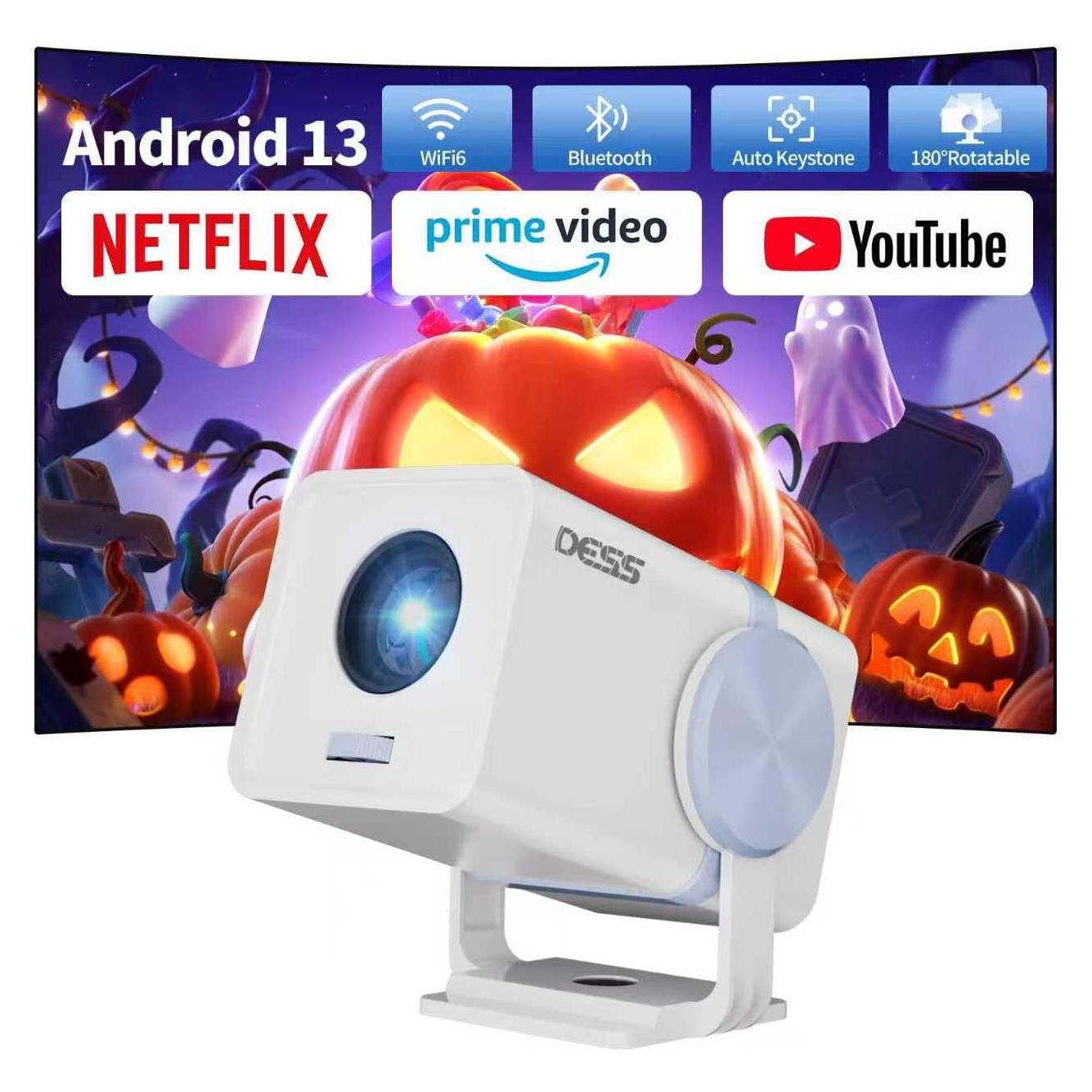 Proyector Portátil DESS T1 720P WiFi6 Bluetooth 180° Blanco