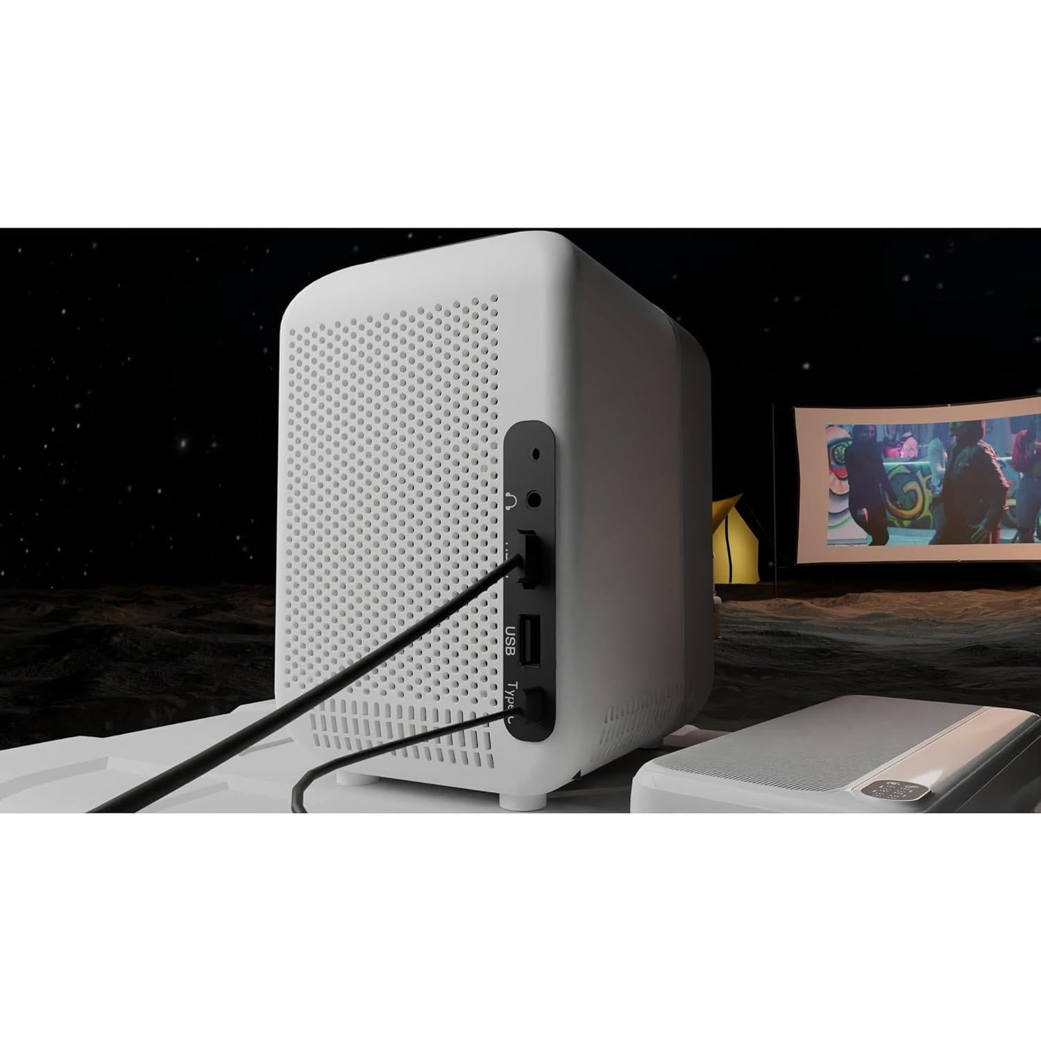 Proyector HP CC180 Portátil HD 720P con Roku y Pantalla 84"