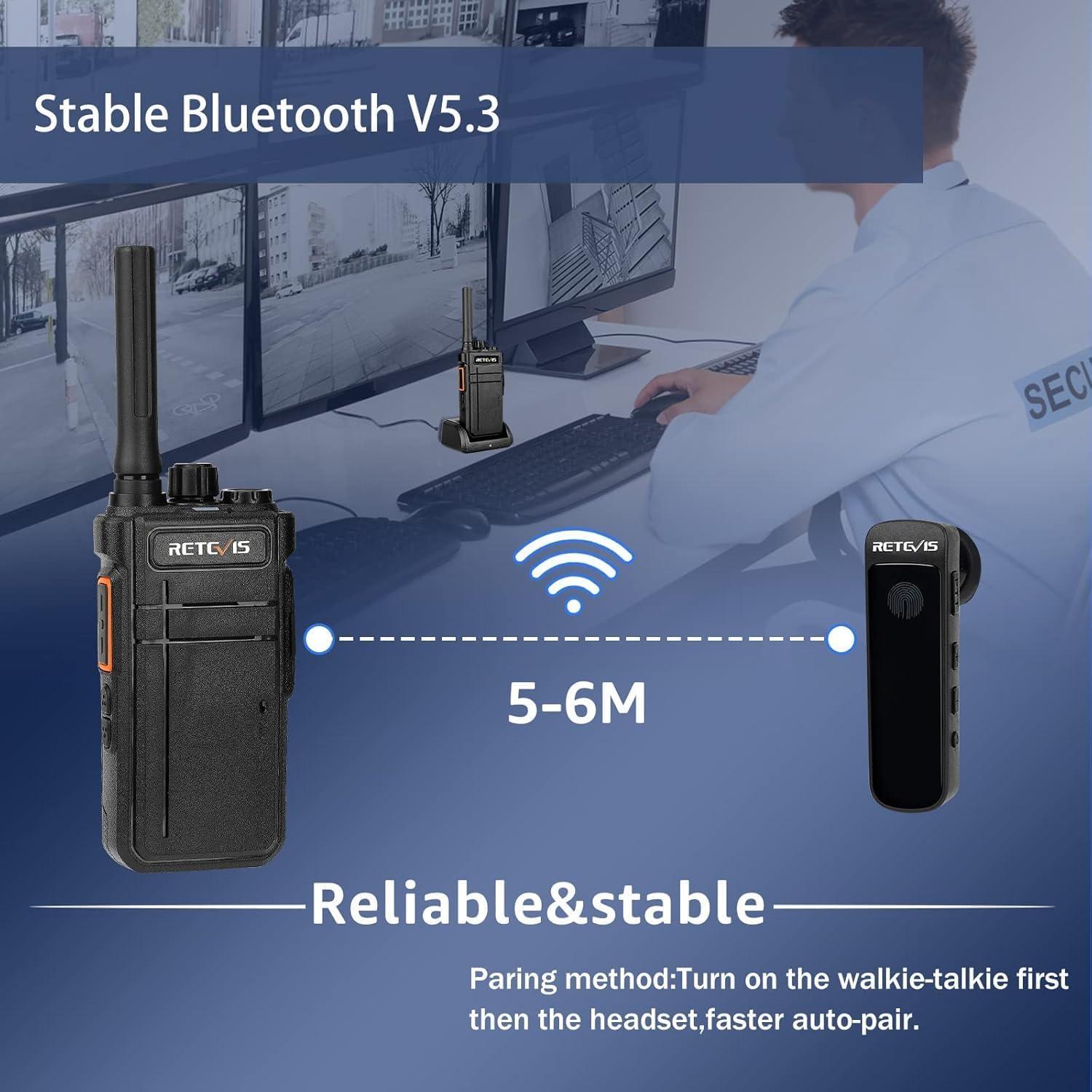 Walkie Talkies Retevis RB37 Bluetooth con Auricular Inalámbrico