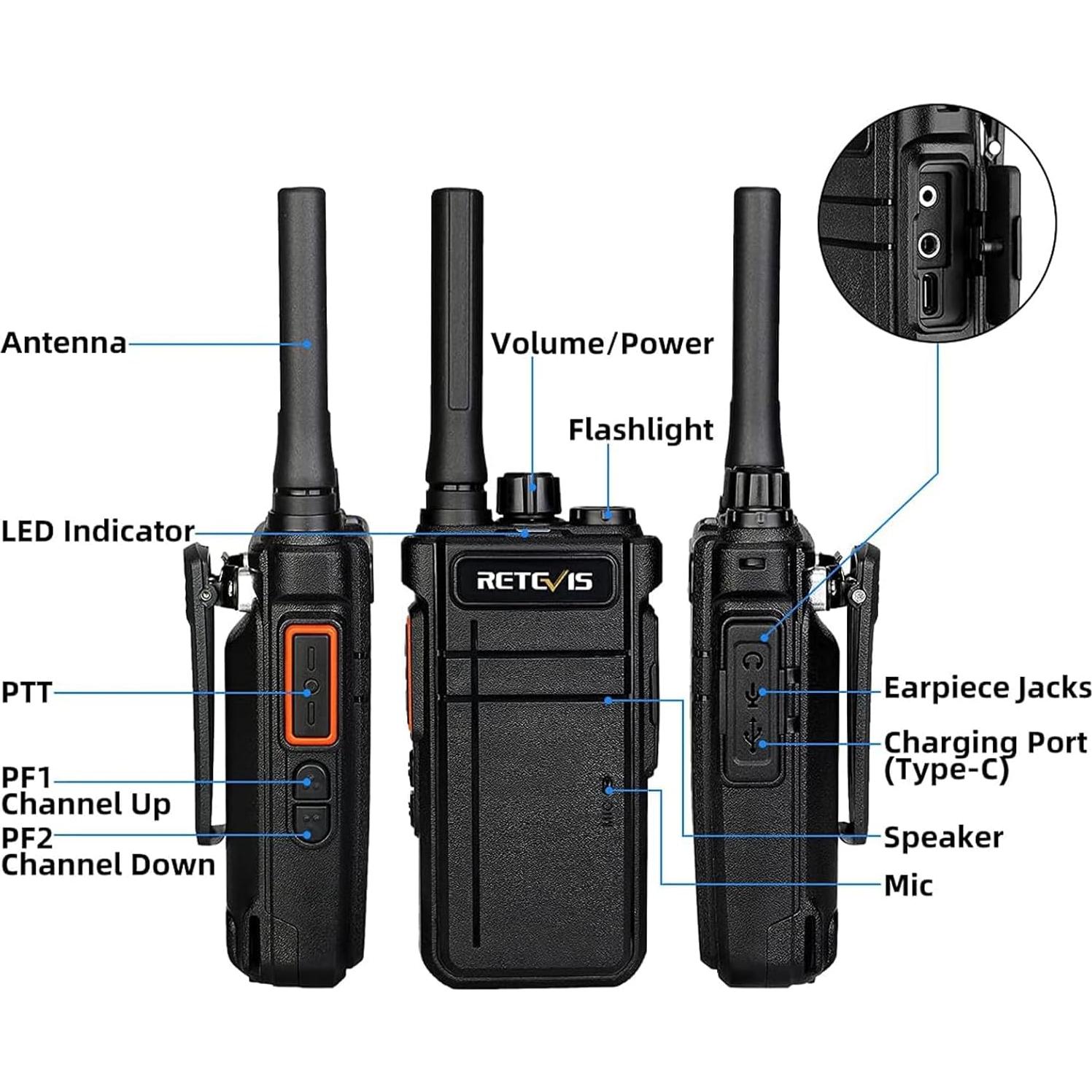 Walkie Talkies Retevis RB37 Bluetooth con Auricular Inalámbrico